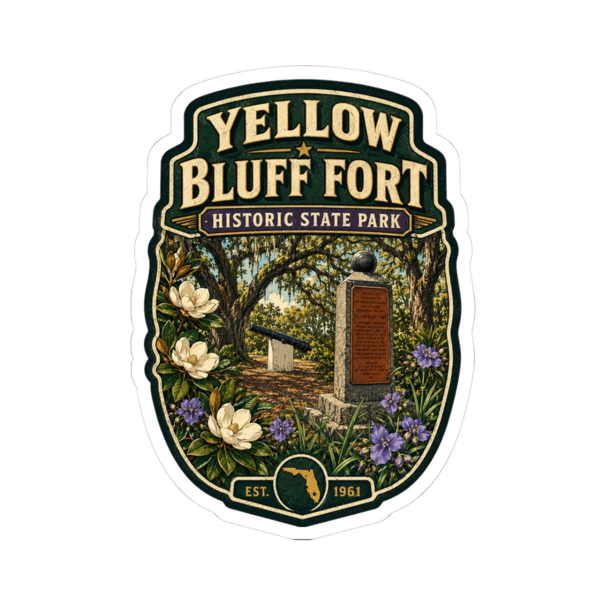 Yellow Bluff Fort Historic State Park Sticker — Kiss-Cut Outdoor Park Decal