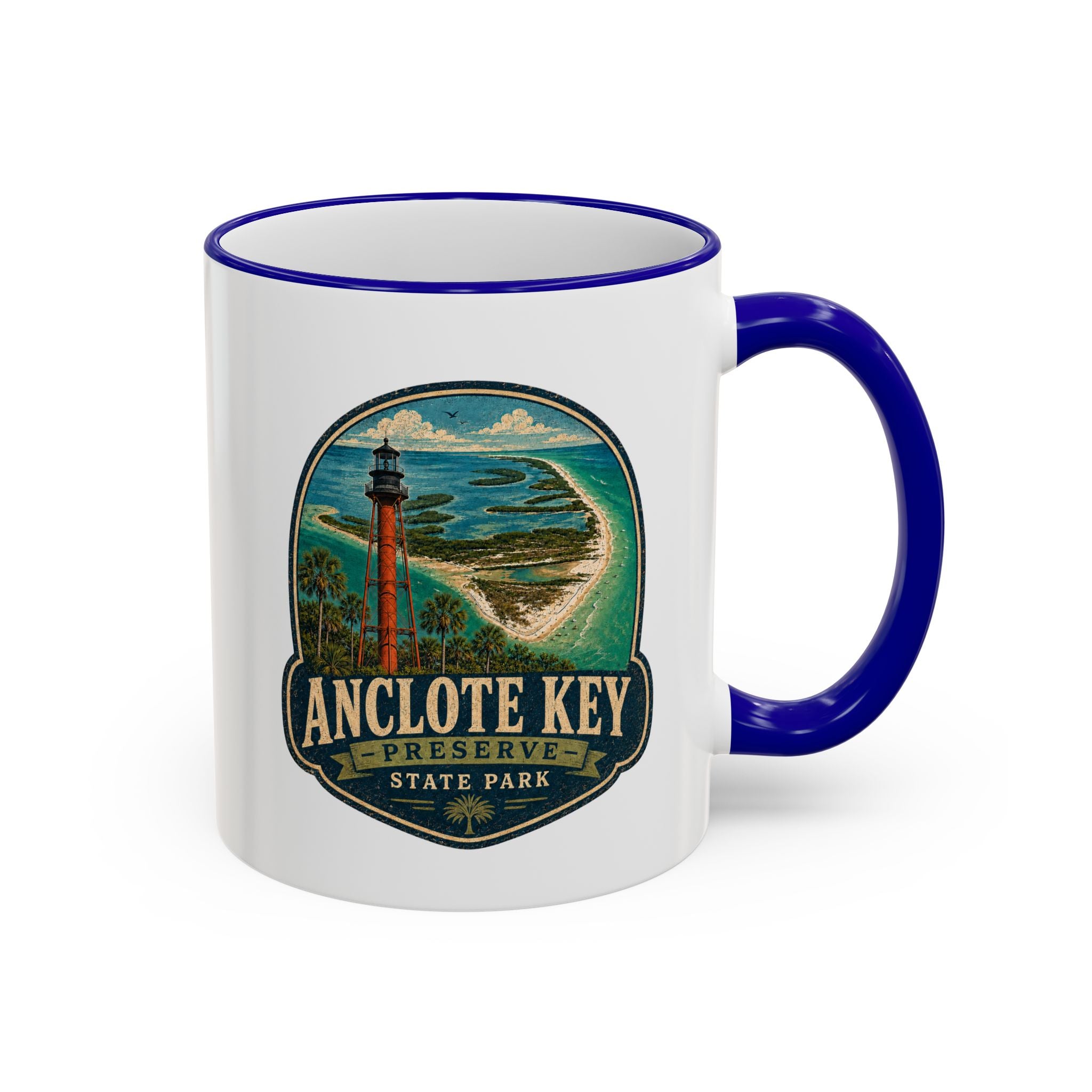 Anclote Key Vintage Mug — Accent Rim & Handle 11oz/15oz