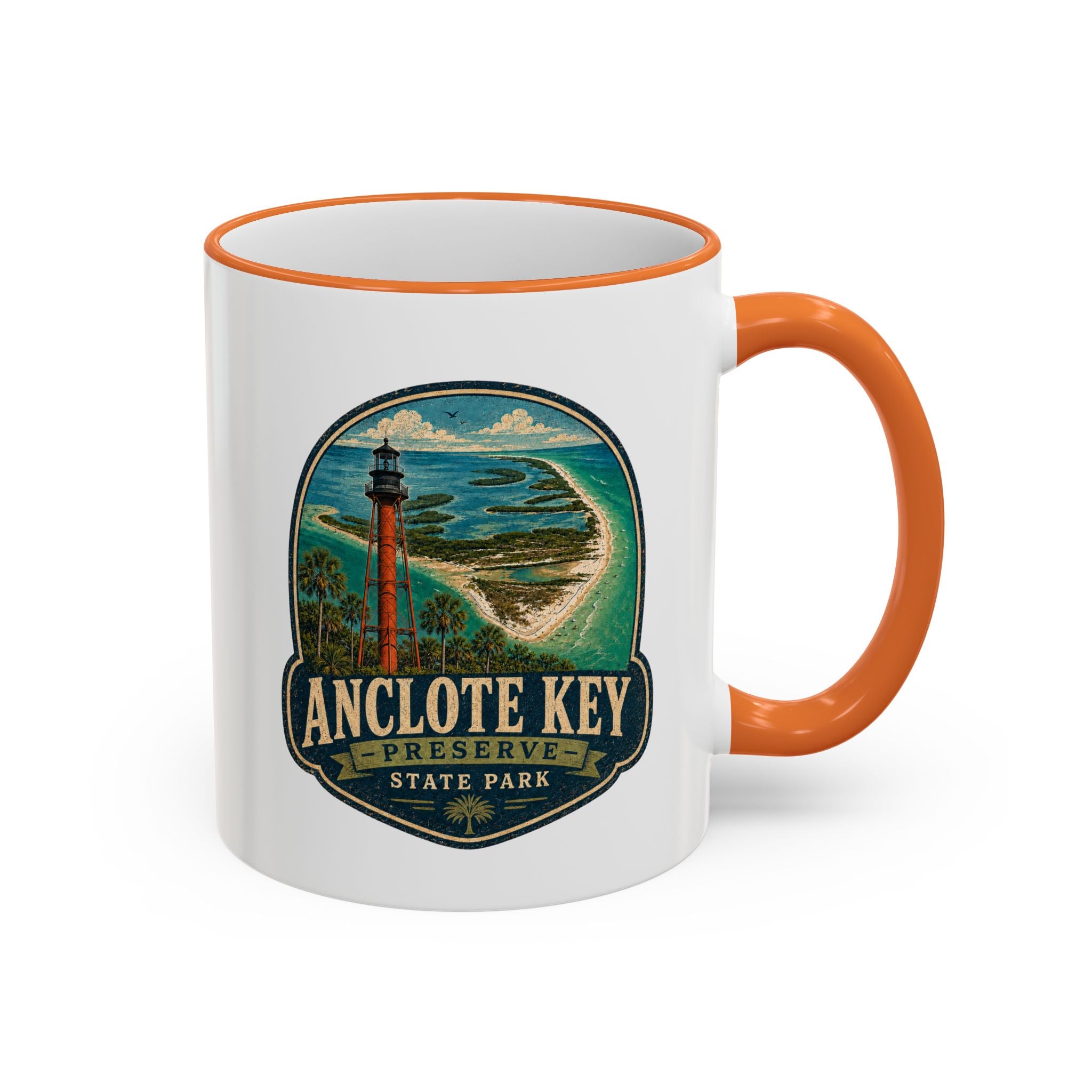 Anclote Key Vintage Mug — Accent Rim & Handle 11oz/15oz