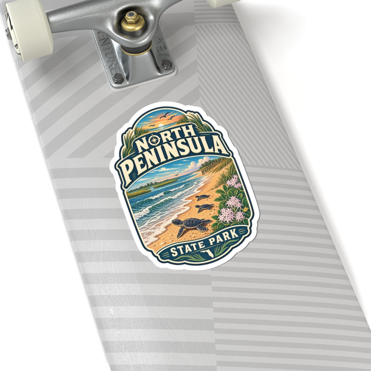 North Peninsula State Park Sticker — Beach Turtle Scenic Vinyl Decal