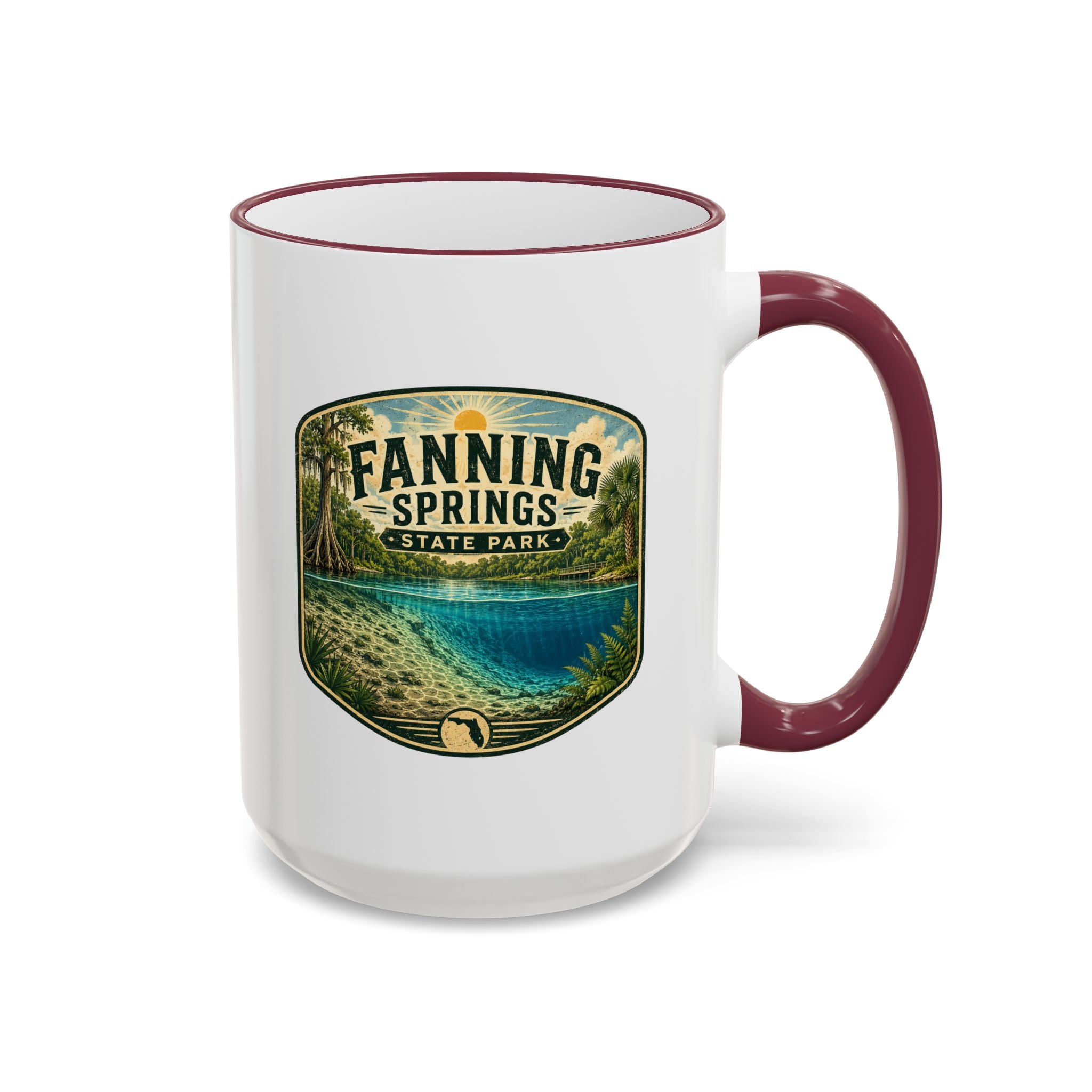 Fanning Springs Vintage Mug — Accent Rim & Handle 11oz/15oz