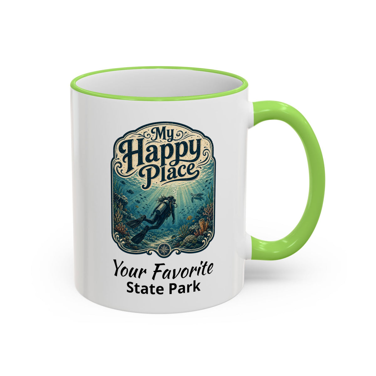 CUSTOMIZABLE Scuba Ocean Accent Rim & Handle 11oz/15oz