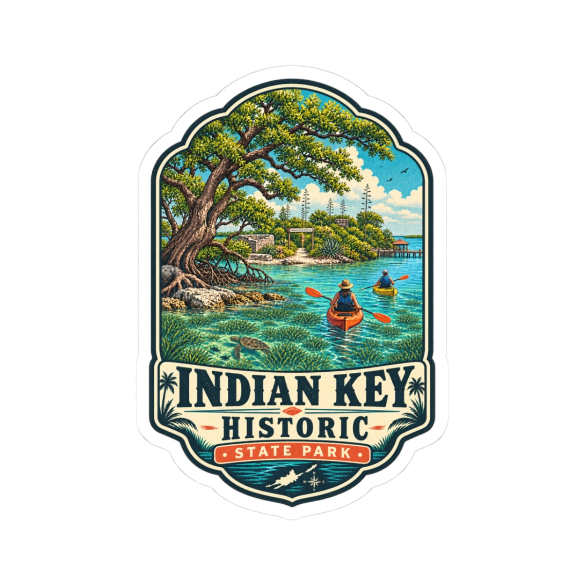 Indian Key Historic State Park Sticker – Scenic Kayak Vintage Travel Decal