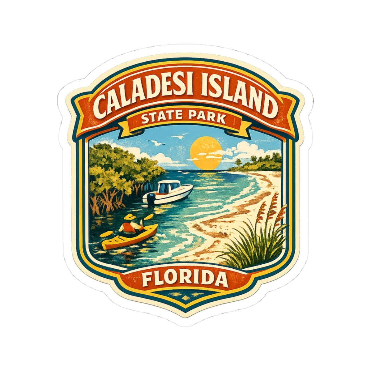 Caladesi Island State Park Florida Sticker — Retro Beach Badge Kiss-Cut