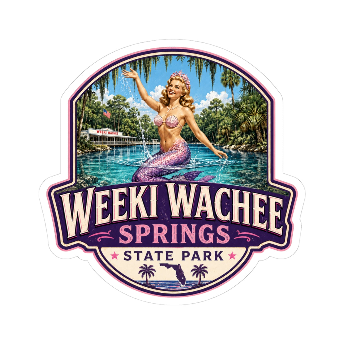 Weeki Wachee Springs State Park Mermaid Sticker — Vintage Florida Travel Decal