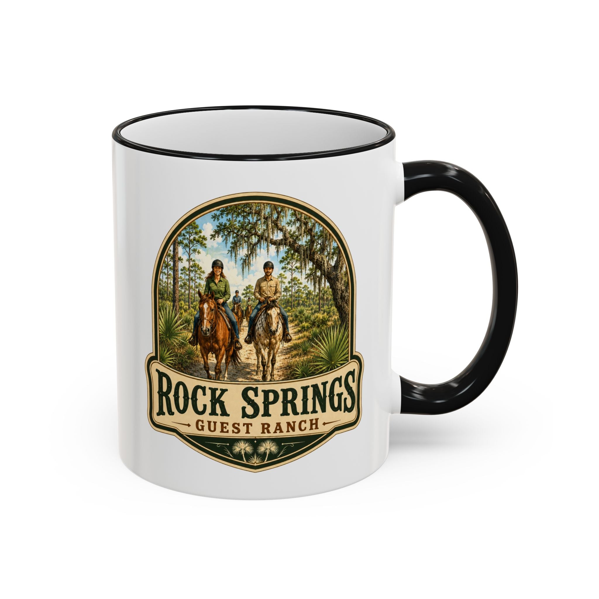Rock Springs Guest Ranch Vintage Mug — Accent Rim & Handle 11oz/15oz