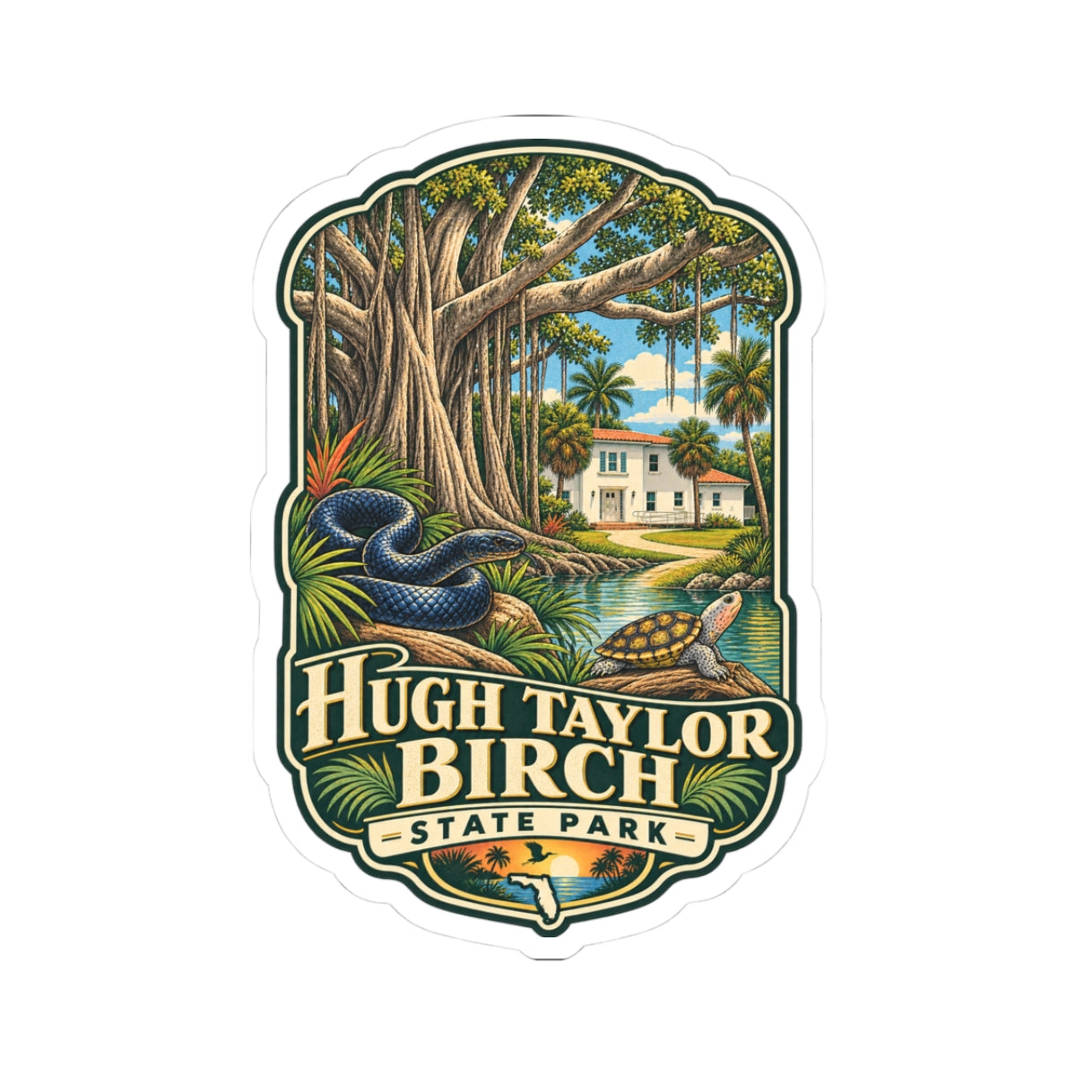 Hugh Taylor Birch State Park Sticker — Vintage Wildlife Park Decal (Kiss-Cut)