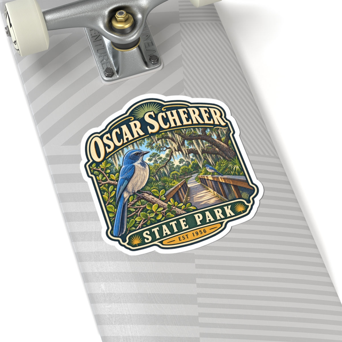 Oscar Scherer State Park Sticker — Scrub Jay & Boardwalk Nature Decal