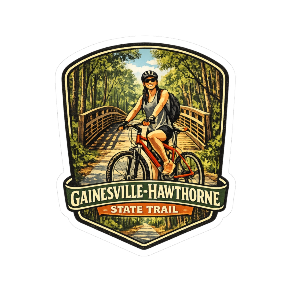 Gainesville-Hawthorne State Trail Bike Sticker — Vinyl Kiss-Cut Outdoor Trail Decal