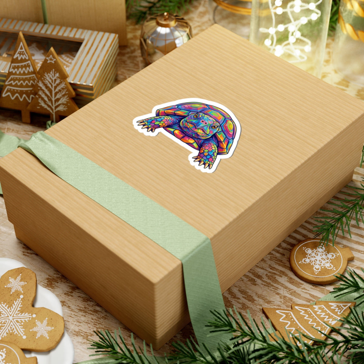 Rainbow Psychedelic Pop Art Tortoise Sticker