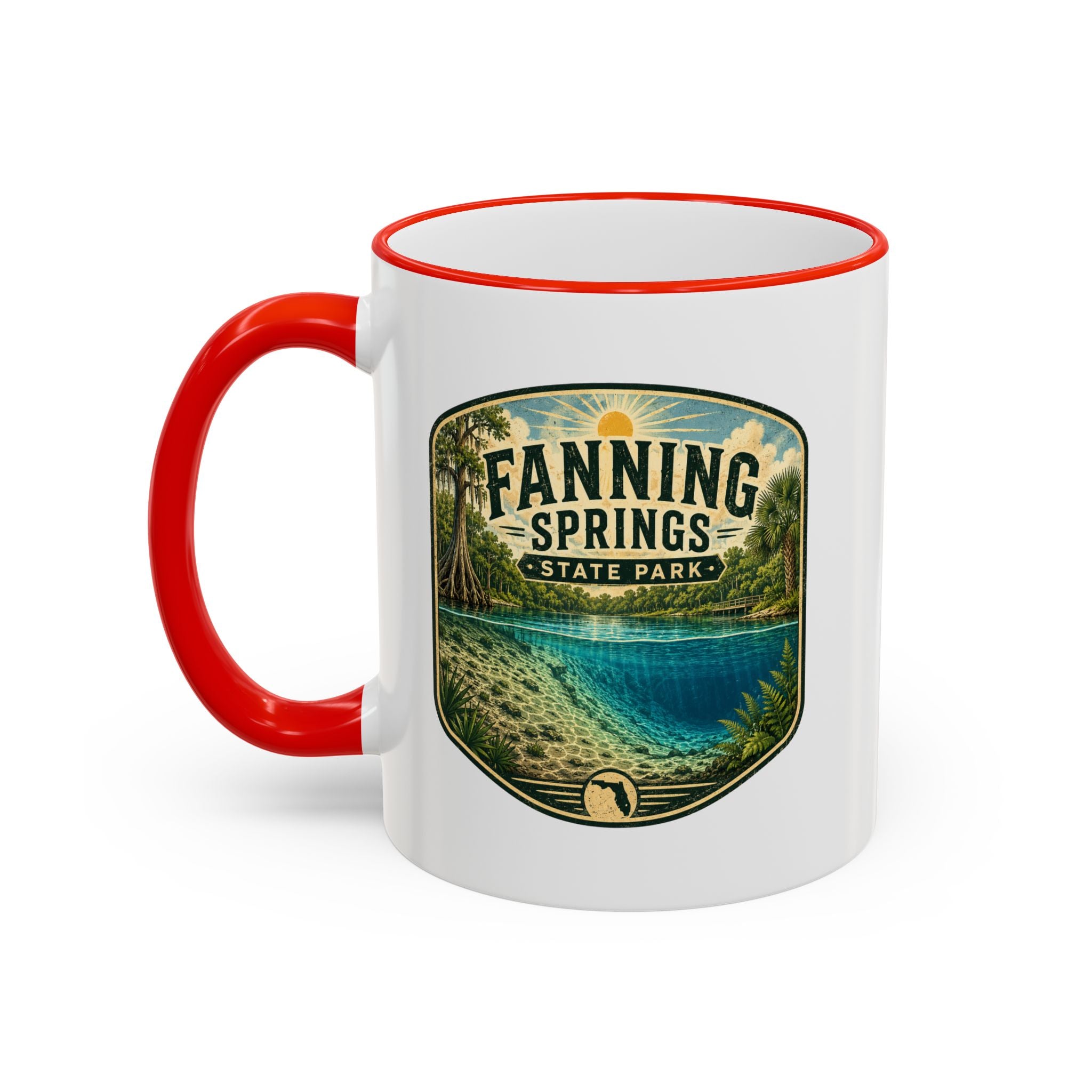 Fanning Springs Vintage Mug — Accent Rim & Handle 11oz/15oz