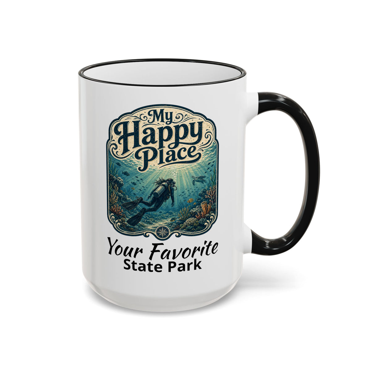 CUSTOMIZABLE Scuba Ocean Accent Rim & Handle 11oz/15oz