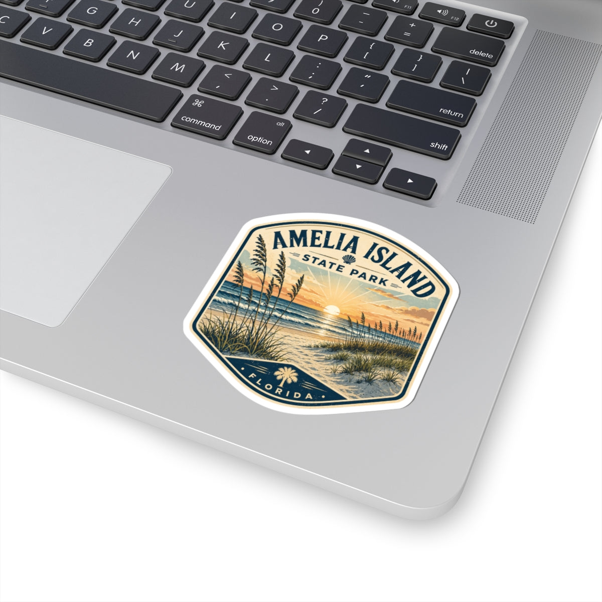 Amelia Island State Park Sunset Sticker — Vintage Beach Kiss-Cut Decal