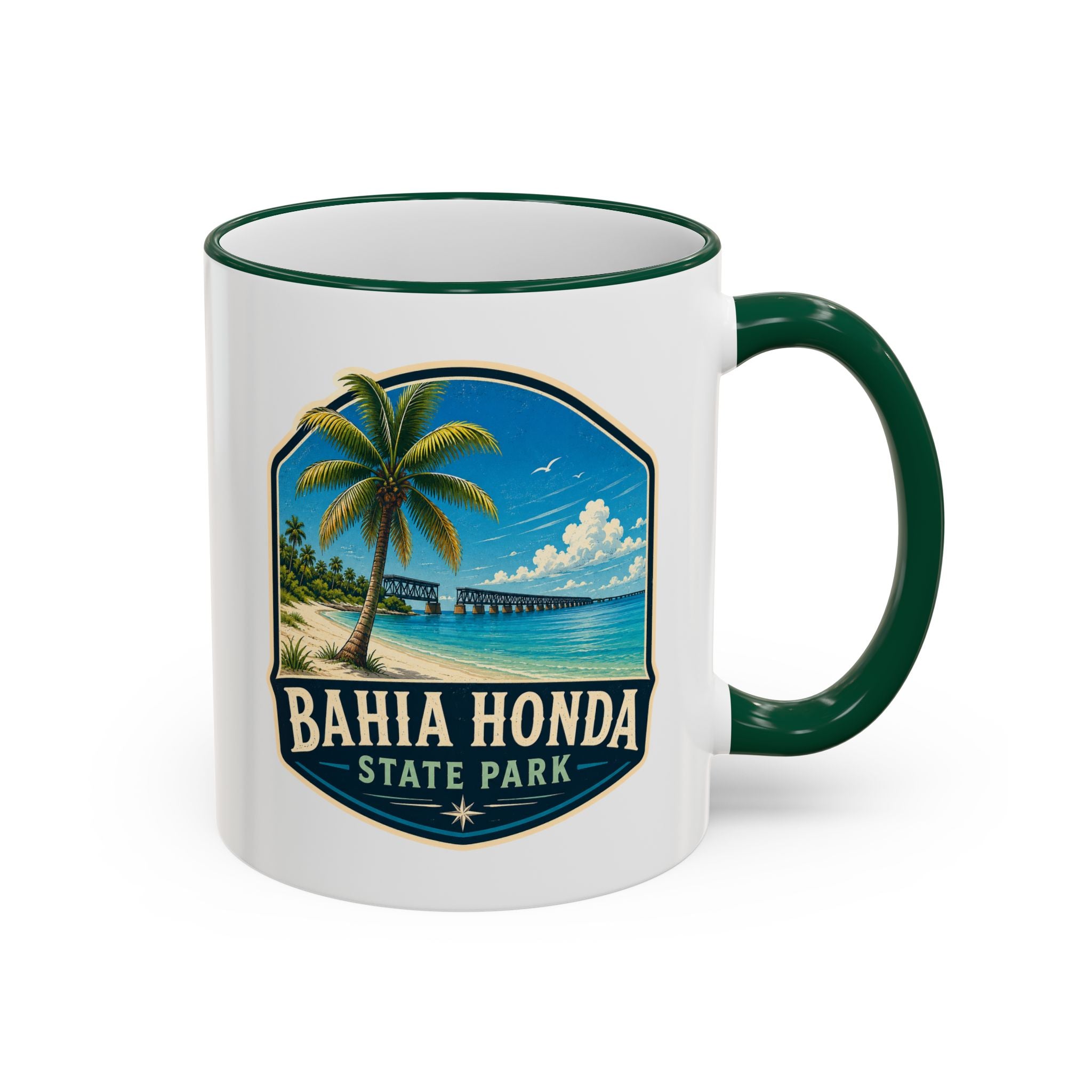 Bahia Honda Vintage Mug — Accent Rim & Handle 11oz/15oz