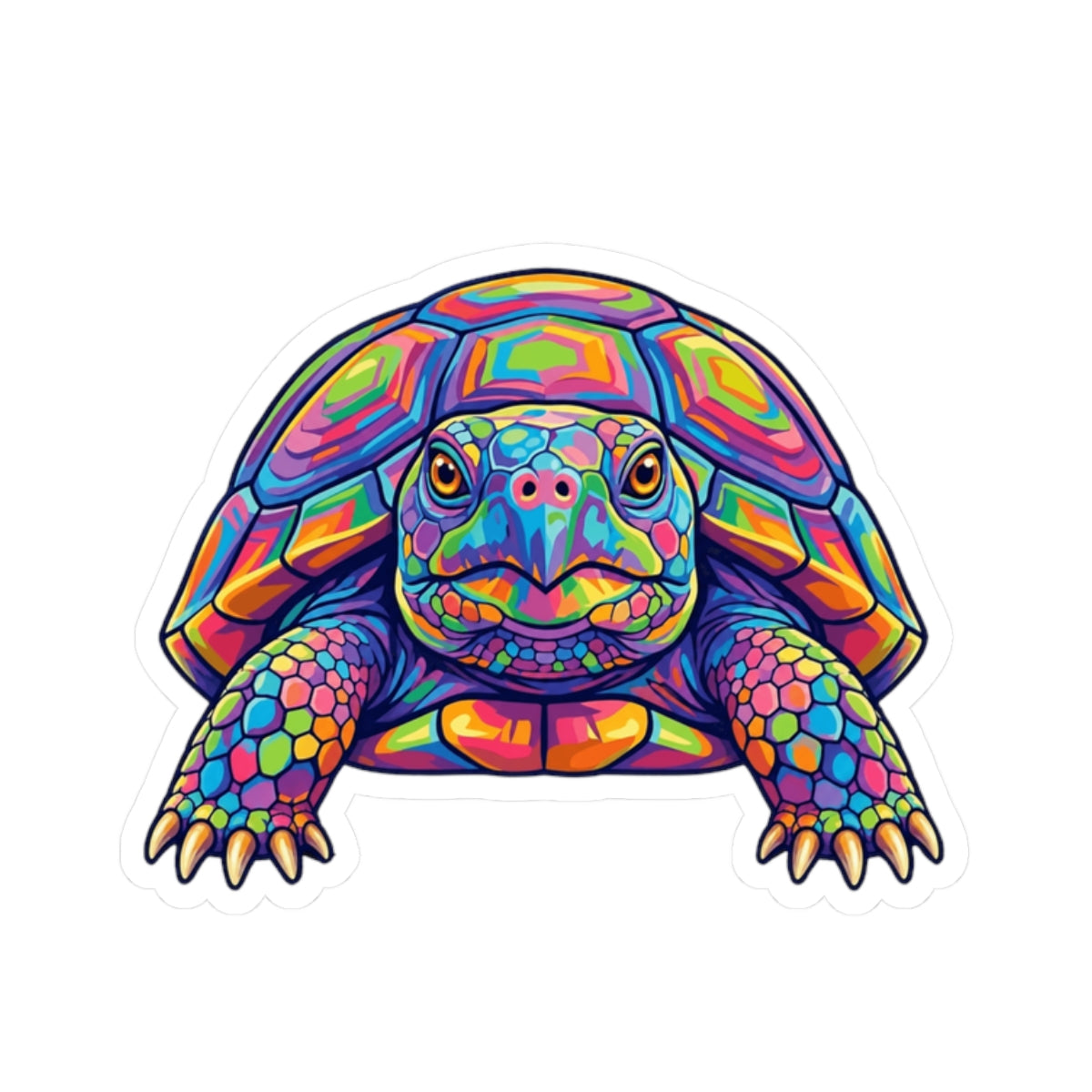 Rainbow Psychedelic Pop Art Tortoise Sticker