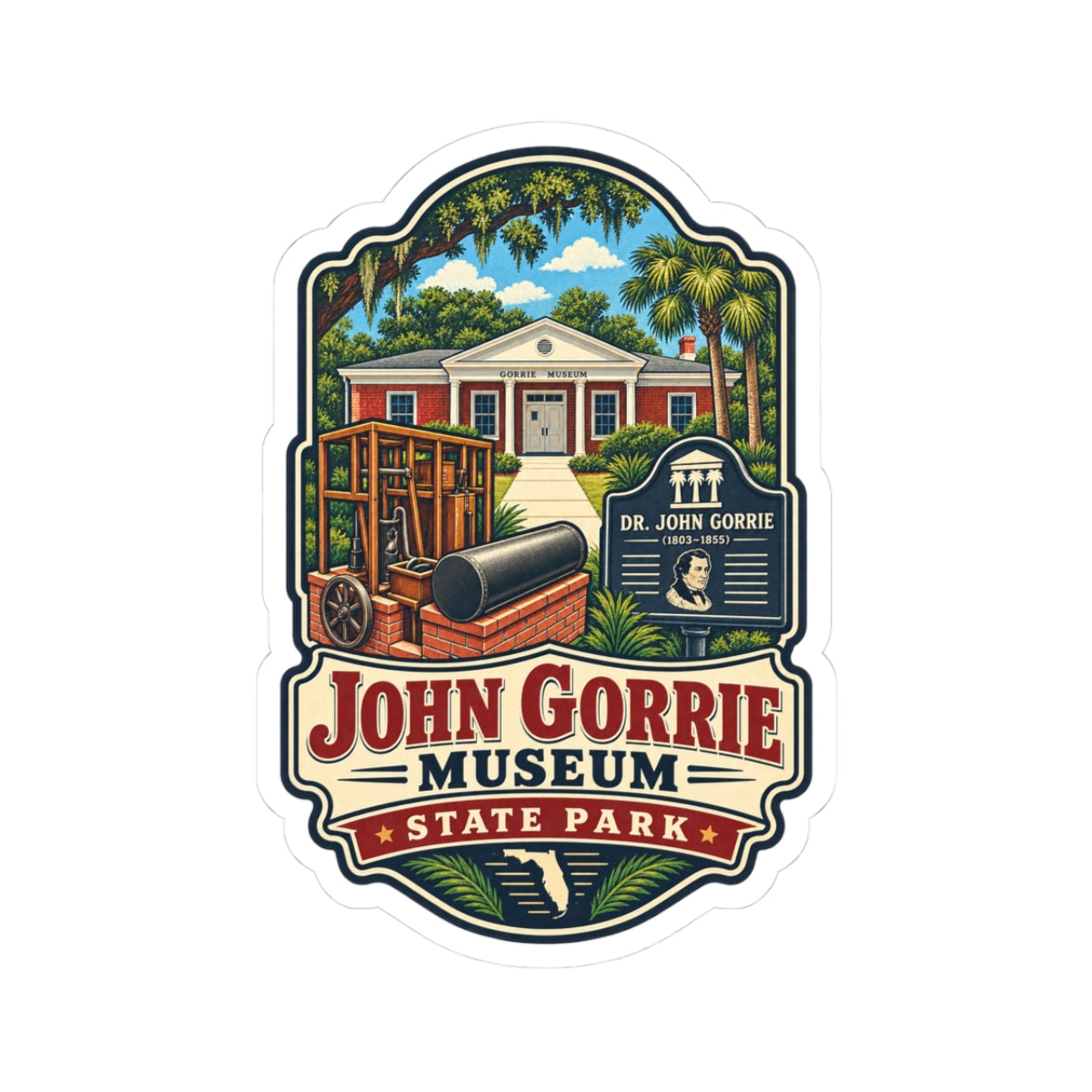 John Gorrie Museum State Park Sticker — Vintage Travel Kiss-Cut Decal