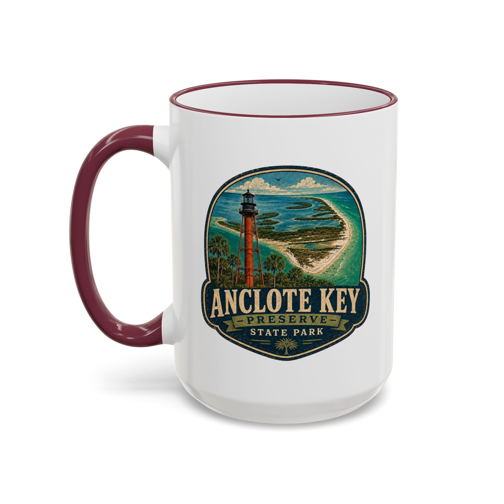 Anclote Key Vintage Mug — Accent Rim & Handle 11oz/15oz