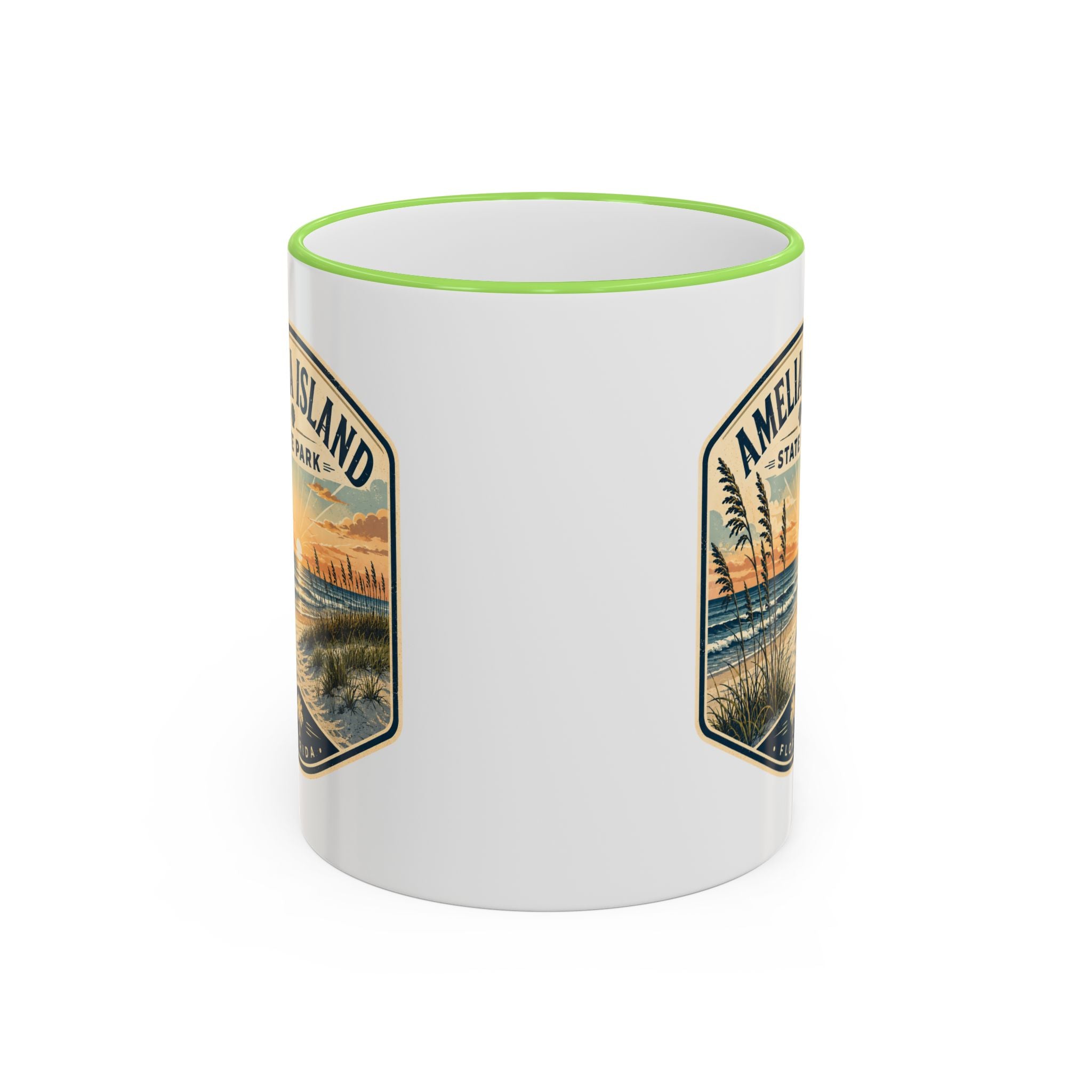 Amelia Island Vintage Mug — Accent Rim & Handle 11oz/15oz