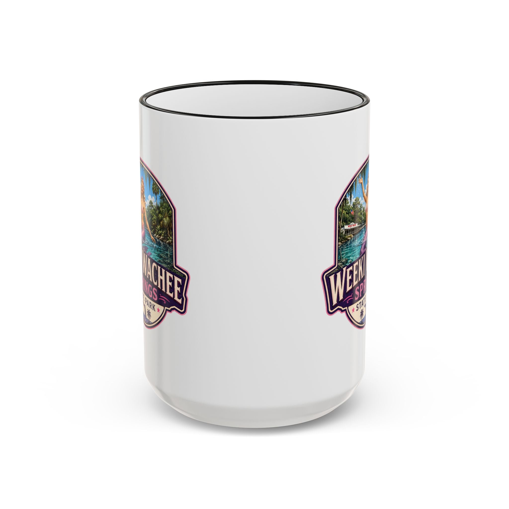 Weeki Wachee Vintage Mug Pink — Accent Rim & Handle 11oz/15oz