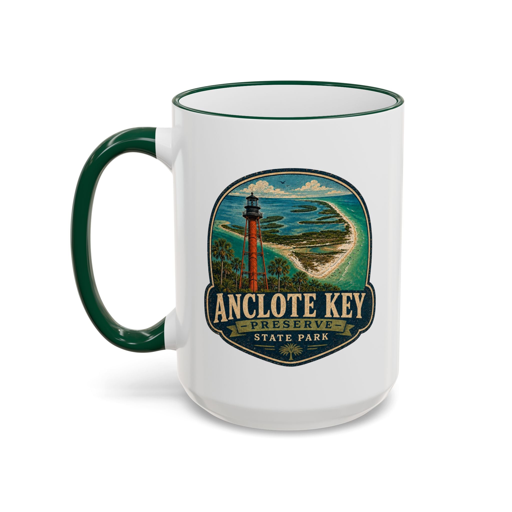 Anclote Key Vintage Mug — Accent Rim & Handle 11oz/15oz