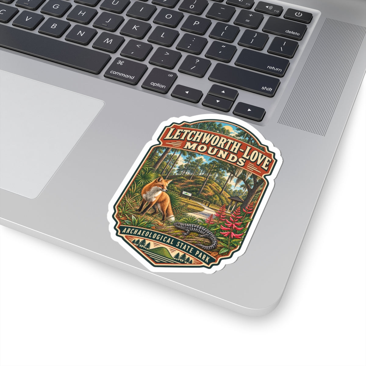 Letchworth-Love Mounds Park Sticker — Retro Fox & Gator State Park Decal