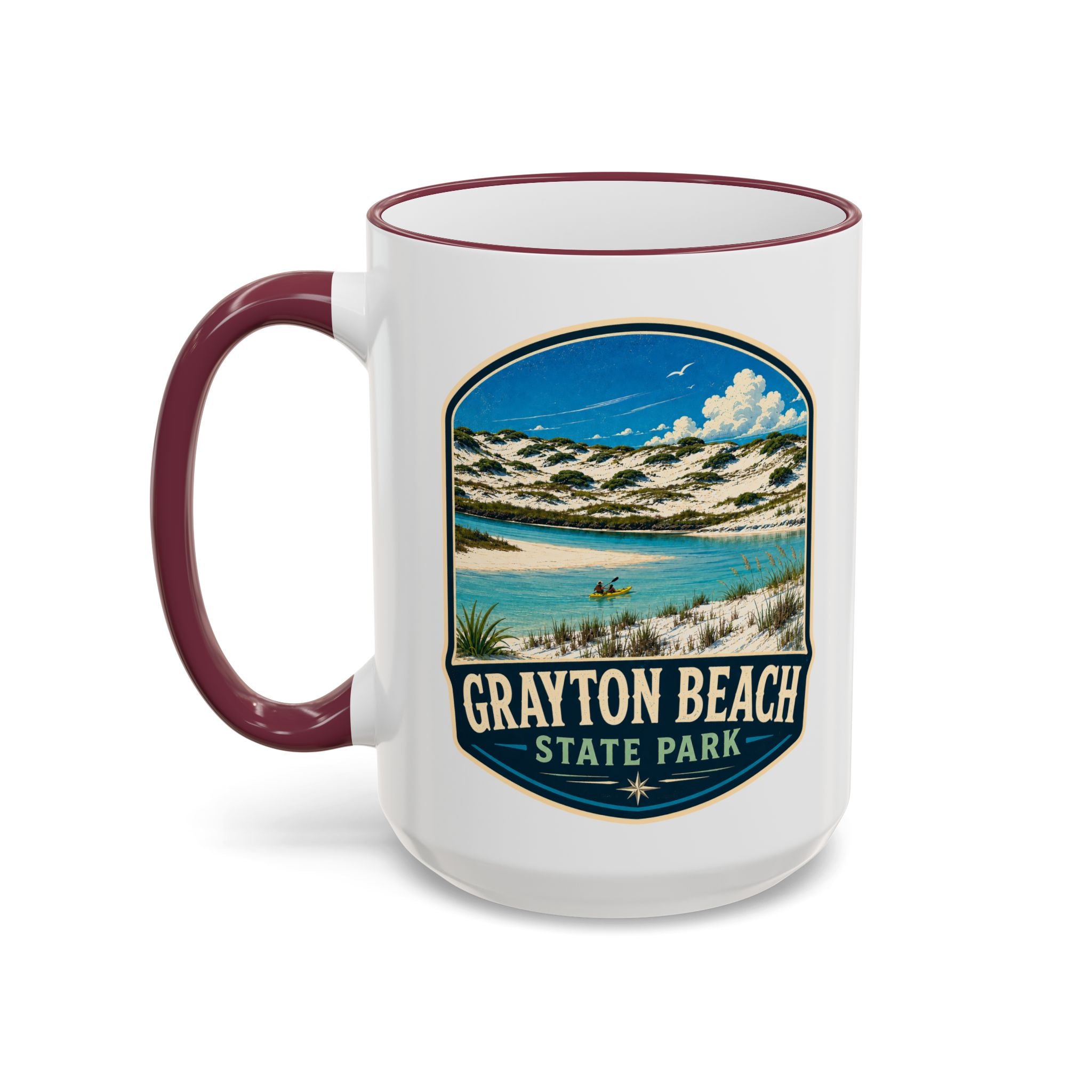 Grayton Beach Vintage Mug — Accent Rim & Handle 11oz/15oz