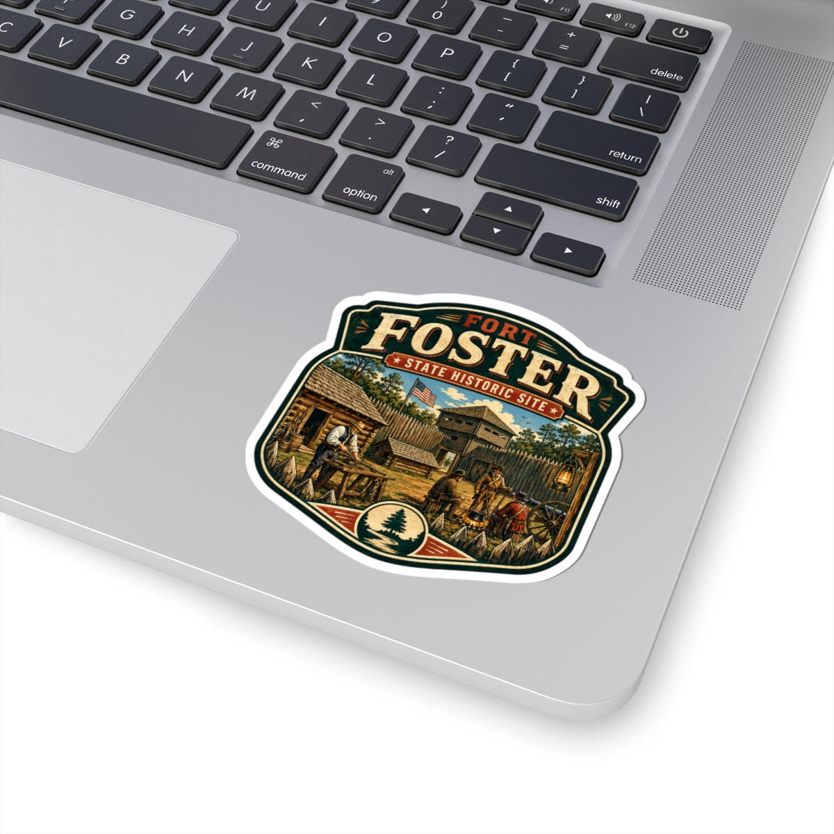 Fort Foster Historic Site Kiss-Cut Sticker — Vintage Fort Illustration