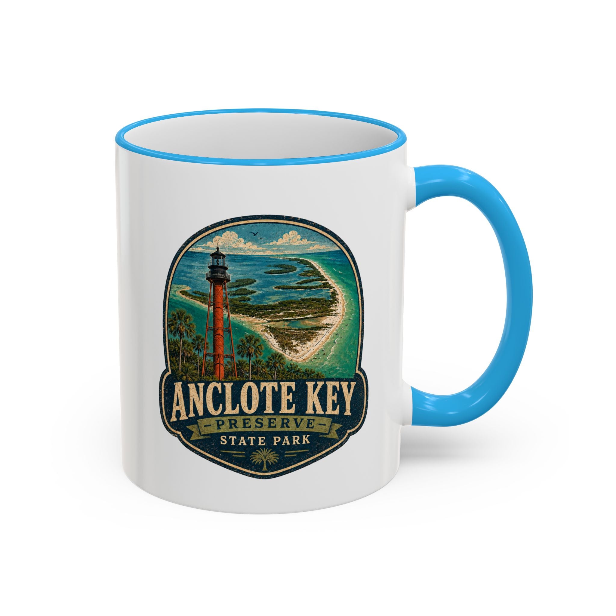 Anclote Key Vintage Mug — Accent Rim & Handle 11oz/15oz