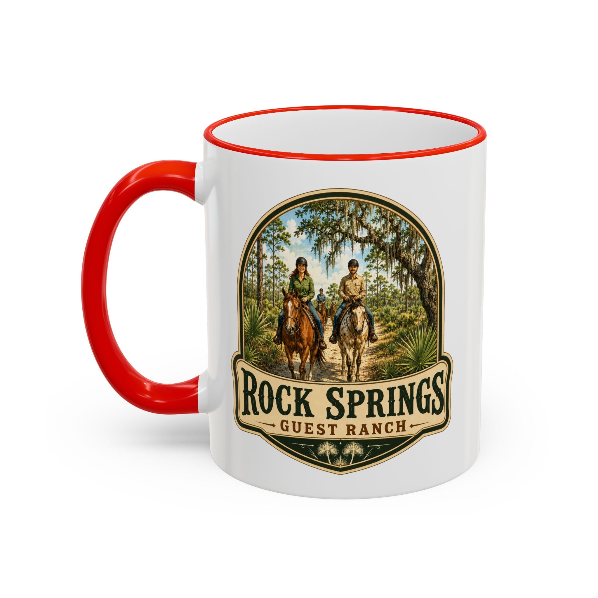 Rock Springs Guest Ranch Vintage Mug — Accent Rim & Handle 11oz/15oz