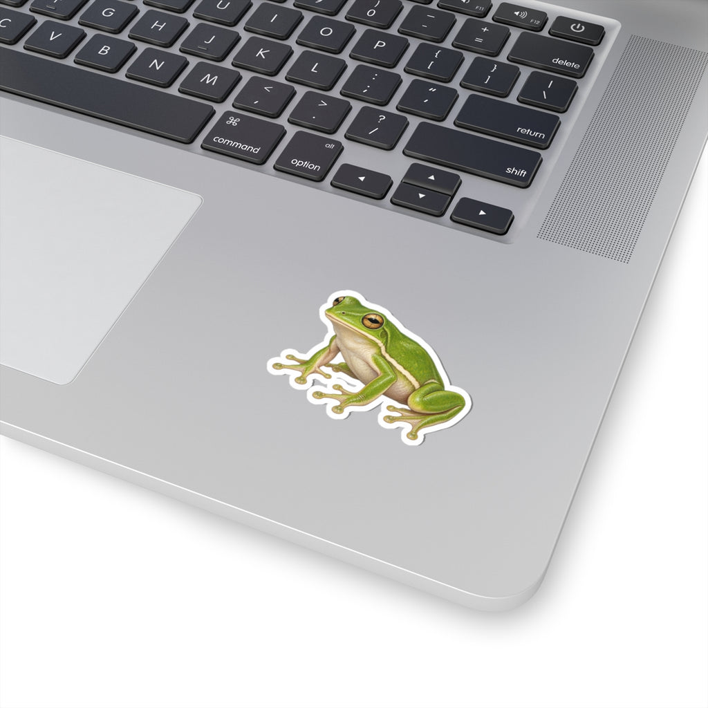 Green Tree Frog Kiss-Cut Sticker — Realistic Frog Vinyl Decal