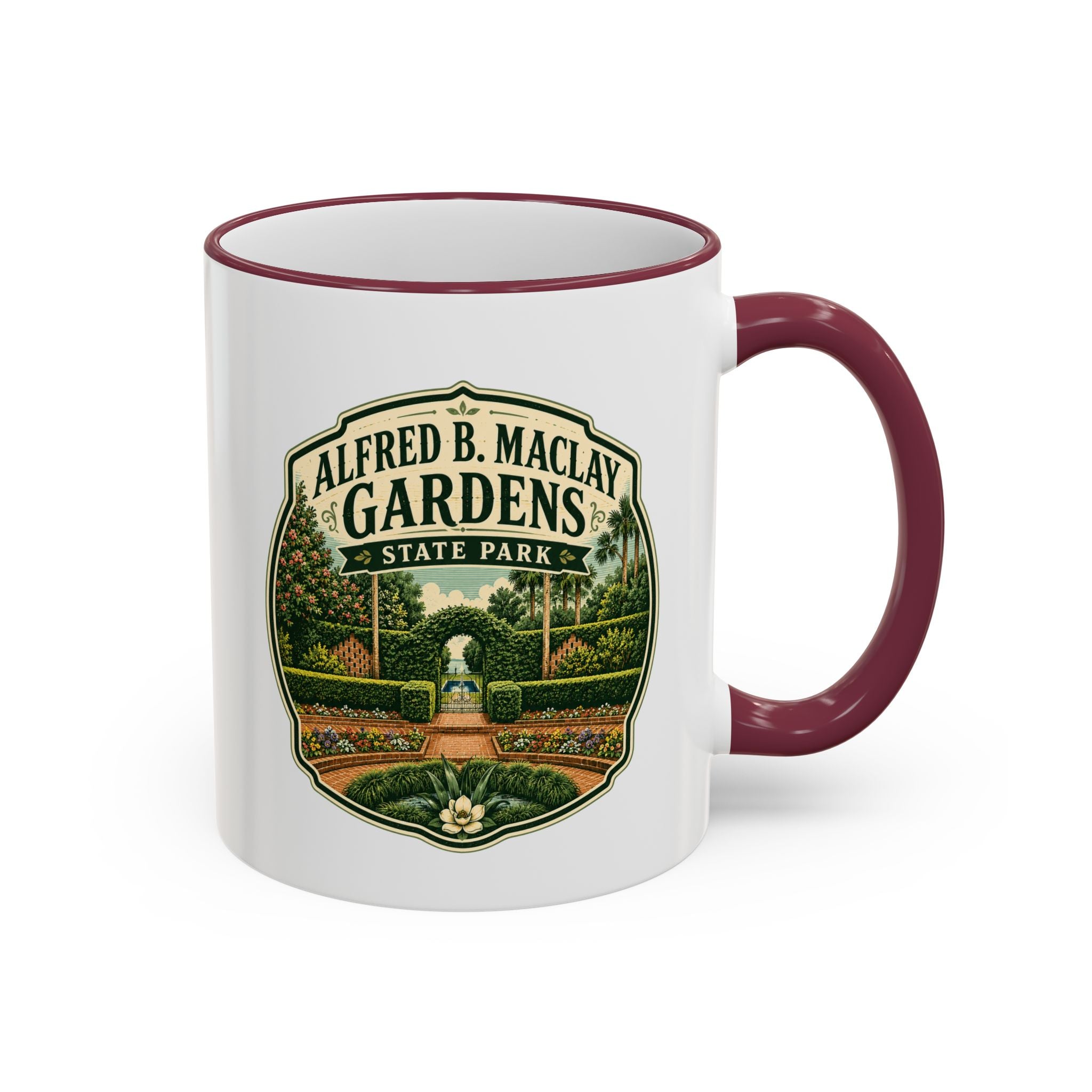 Maclay Gardens Vintage Mug — Accent Rim & Handle 11oz/15oz