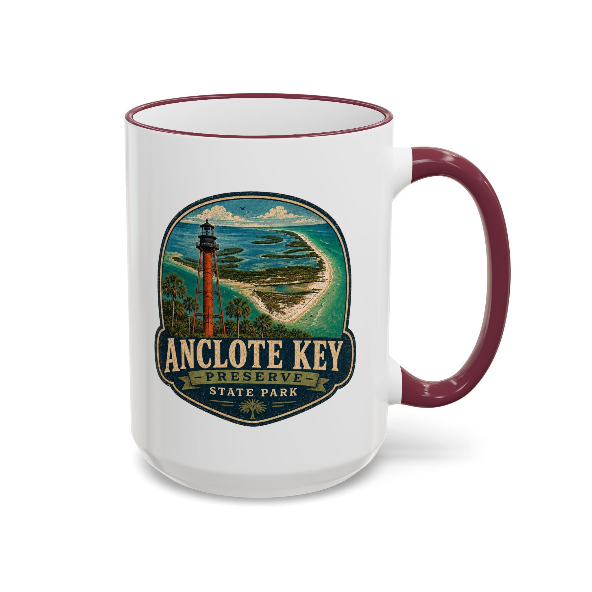 Anclote Key Vintage Mug — Accent Rim & Handle 11oz/15oz