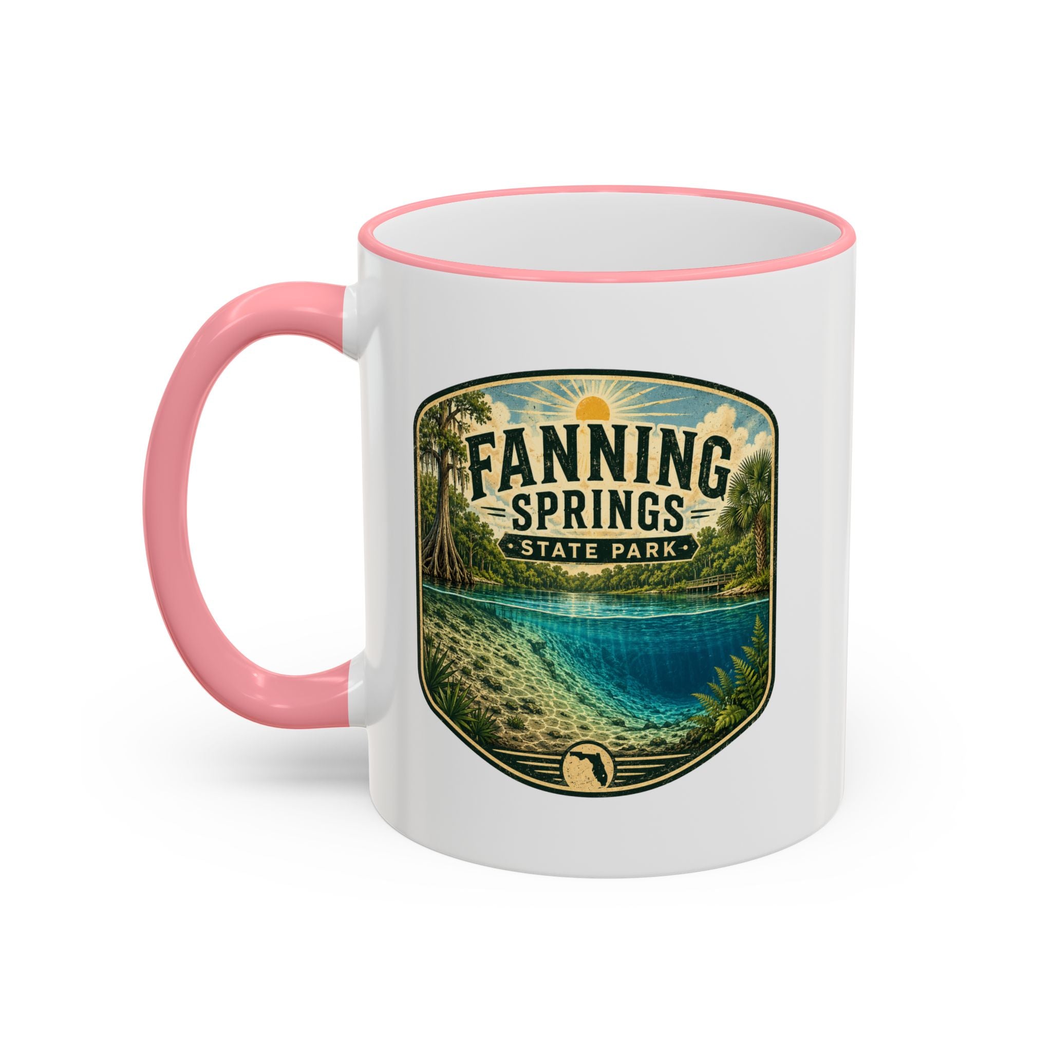 Fanning Springs Vintage Mug — Accent Rim & Handle 11oz/15oz