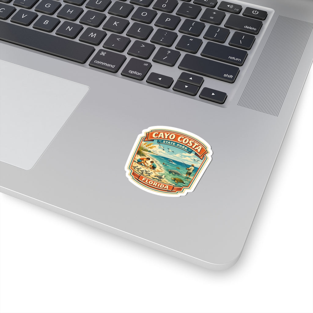 Cayo Costa State Park Florida Vintage Travel Sticker — Beach, Wildlife & Fishing Kiss-Cut Sticker
