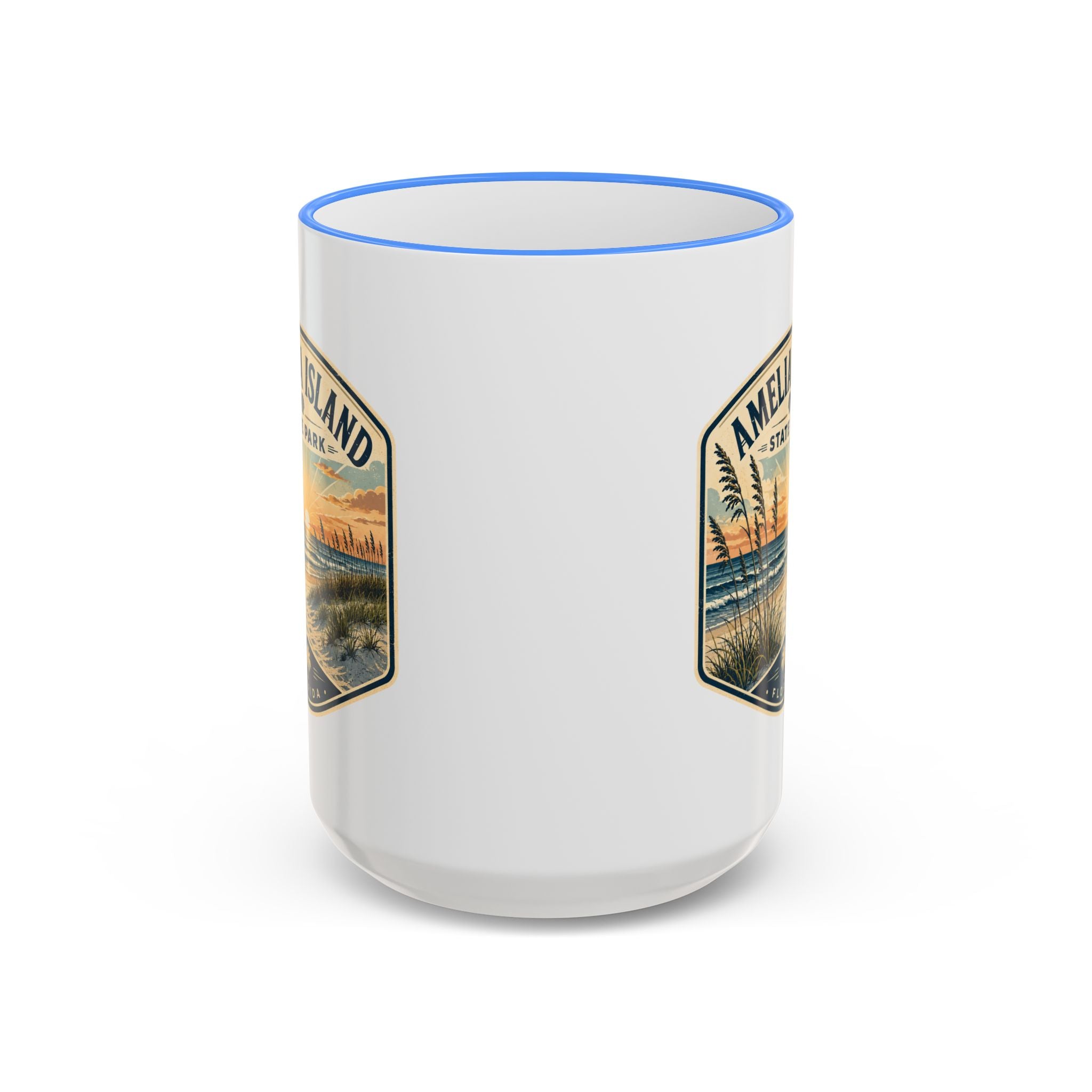 Amelia Island Vintage Mug — Accent Rim & Handle 11oz/15oz
