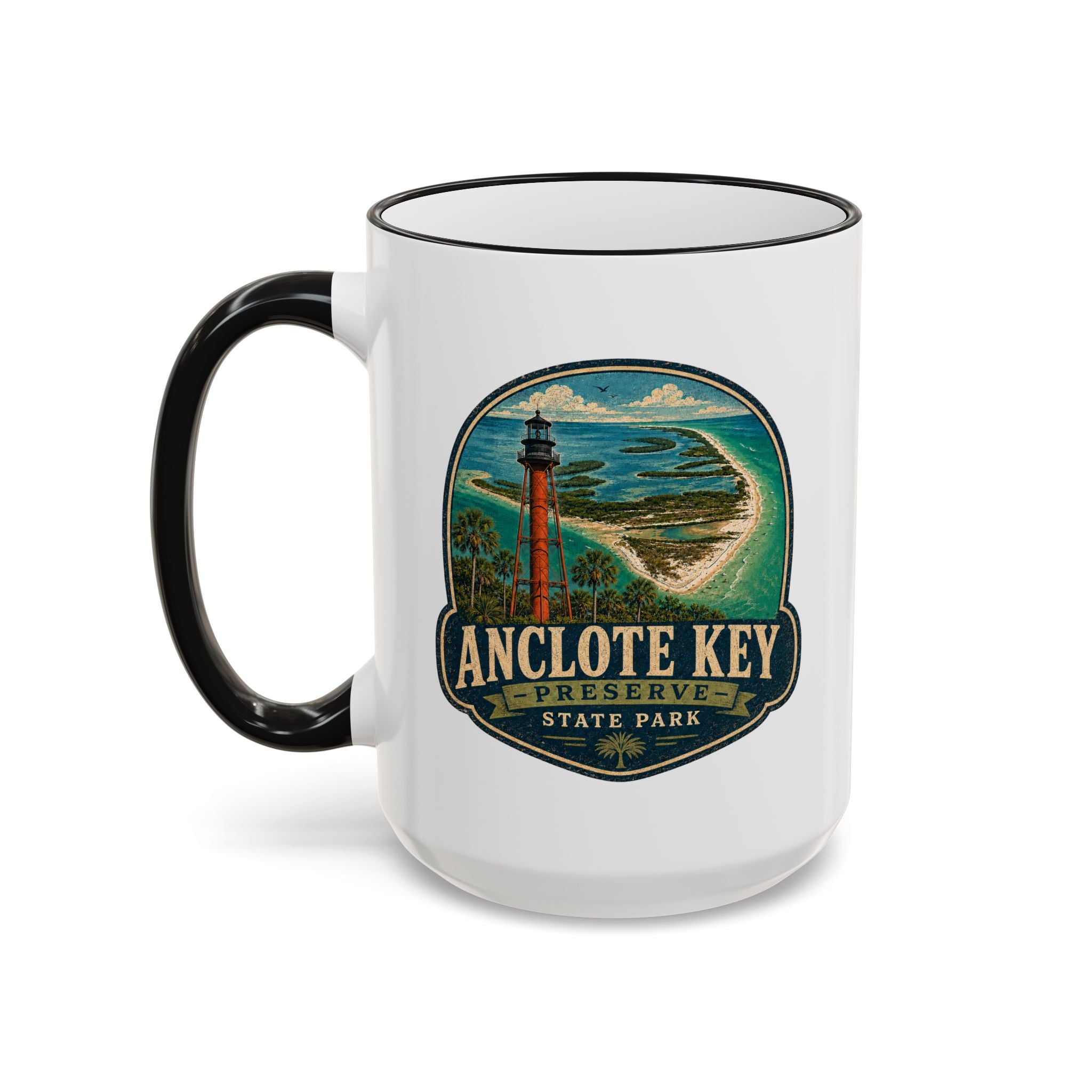 Anclote Key Vintage Mug — Accent Rim & Handle 11oz/15oz