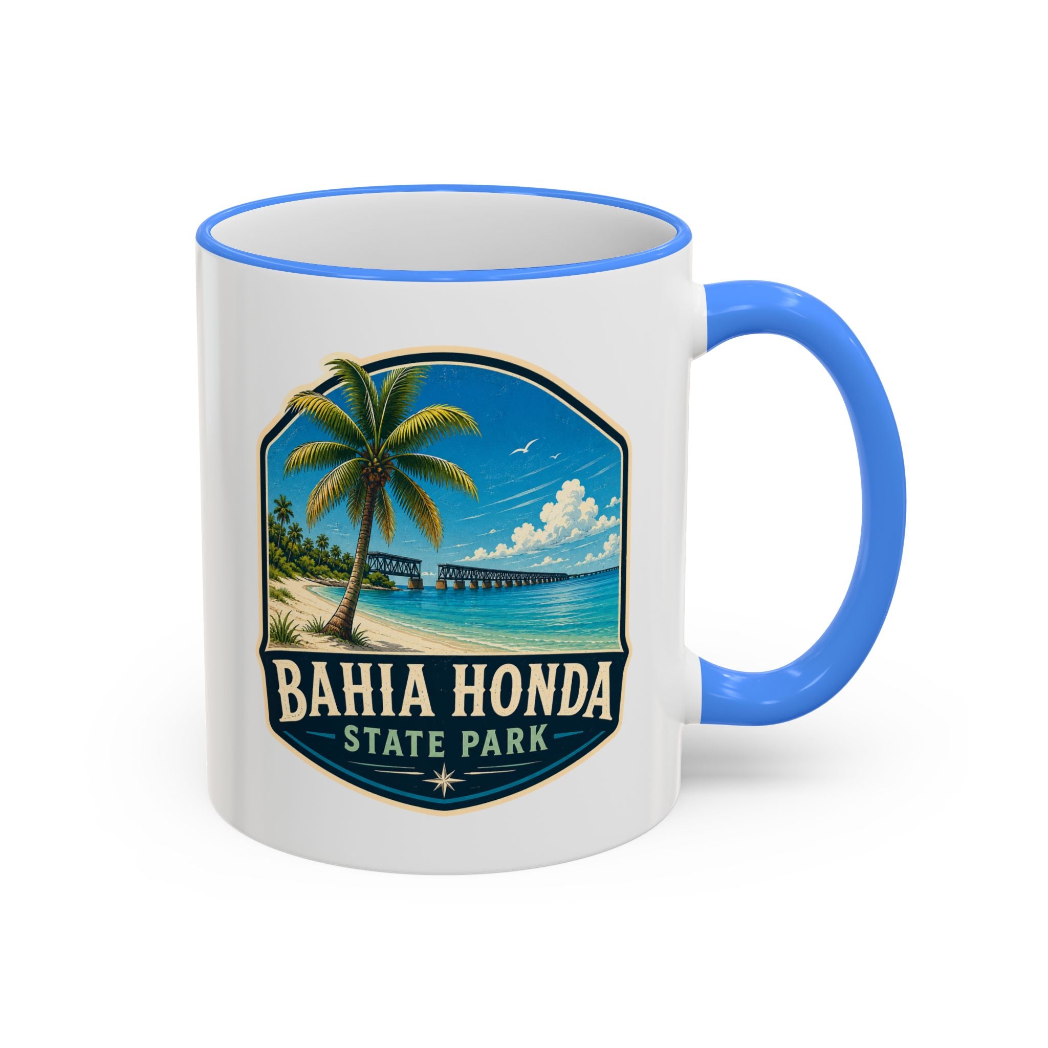 Bahia Honda Vintage Mug — Accent Rim & Handle 11oz/15oz