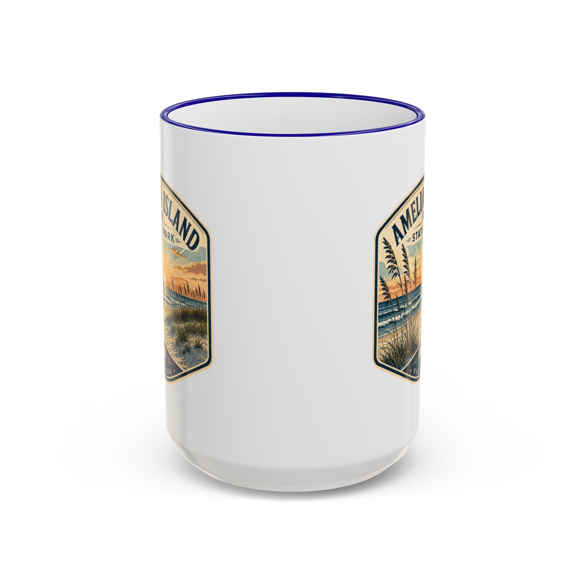 Amelia Island Vintage Mug — Accent Rim & Handle 11oz/15oz