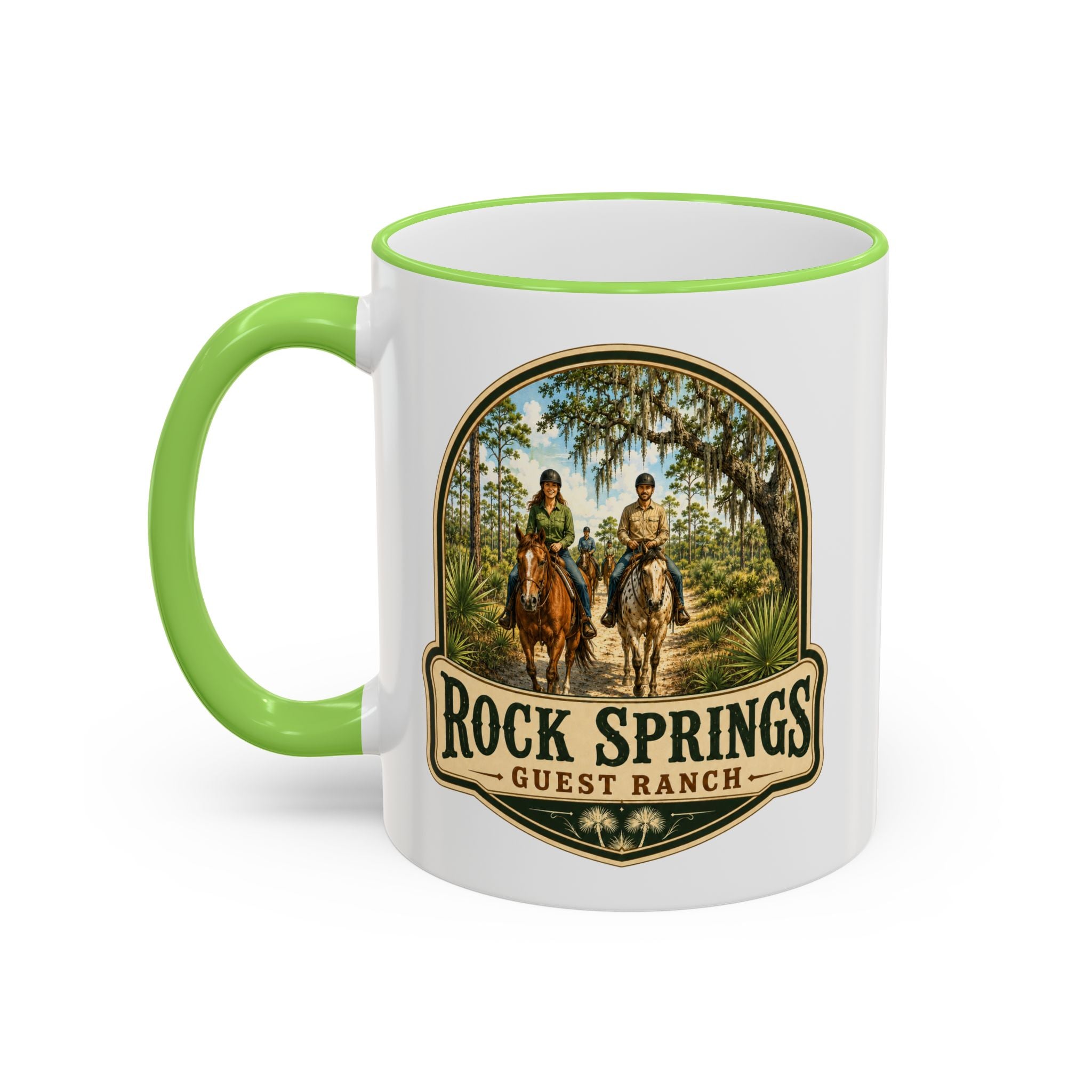 Rock Springs Guest Ranch Vintage Mug — Accent Rim & Handle 11oz/15oz