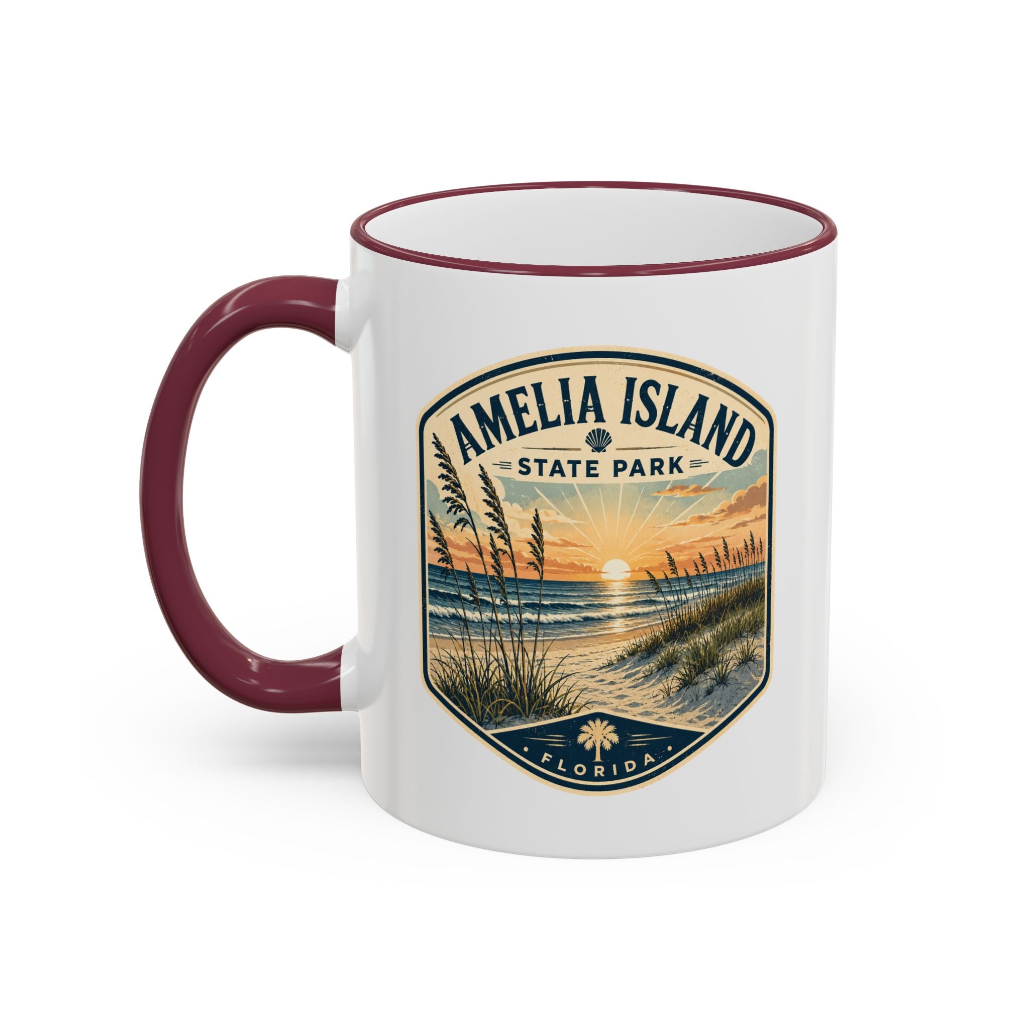 Amelia Island Vintage Mug — Accent Rim & Handle 11oz/15oz