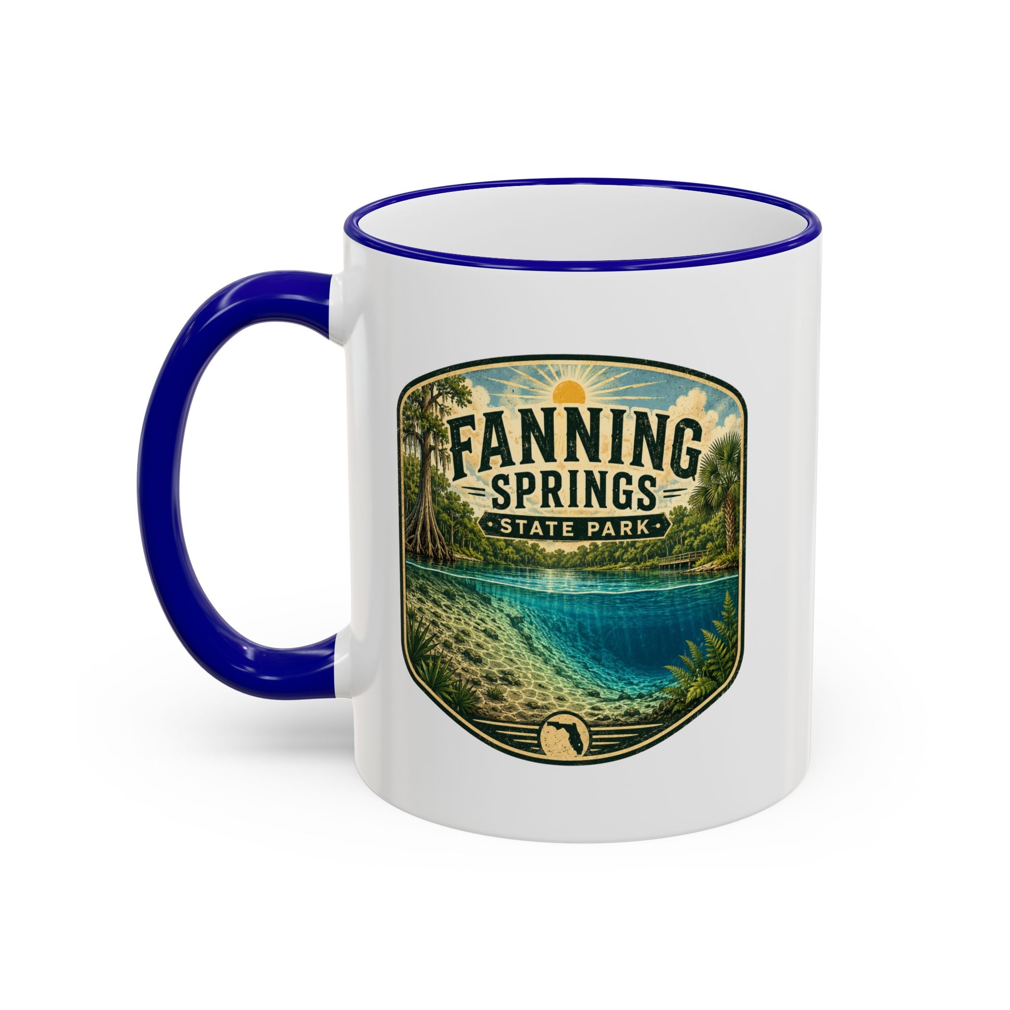 Fanning Springs Vintage Mug — Accent Rim & Handle 11oz/15oz