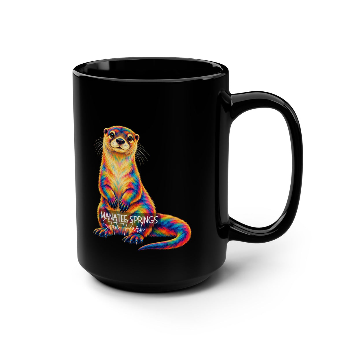 Manatee Springs Colorful Otter 15oz Black Mug