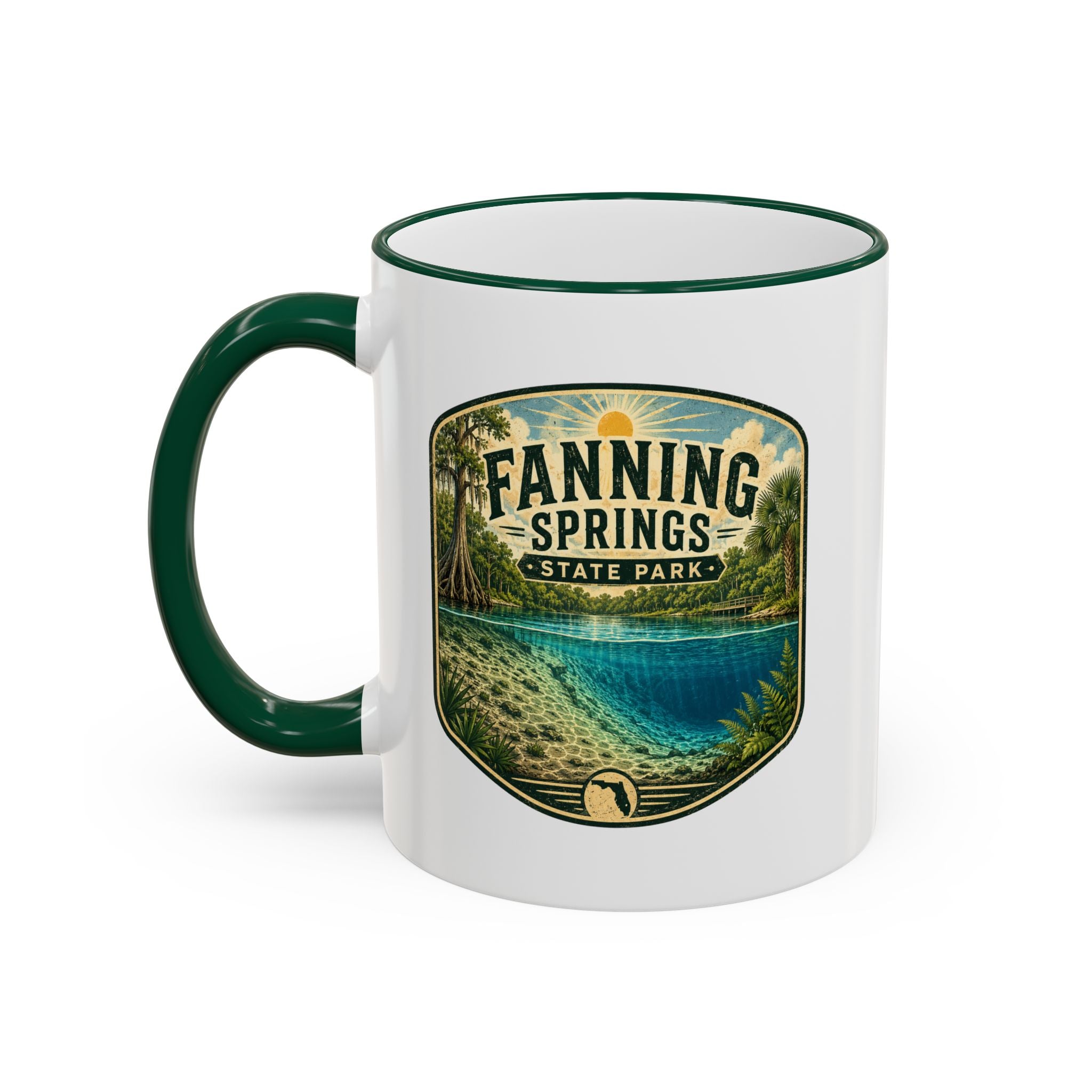 Fanning Springs Vintage Mug — Accent Rim & Handle 11oz/15oz
