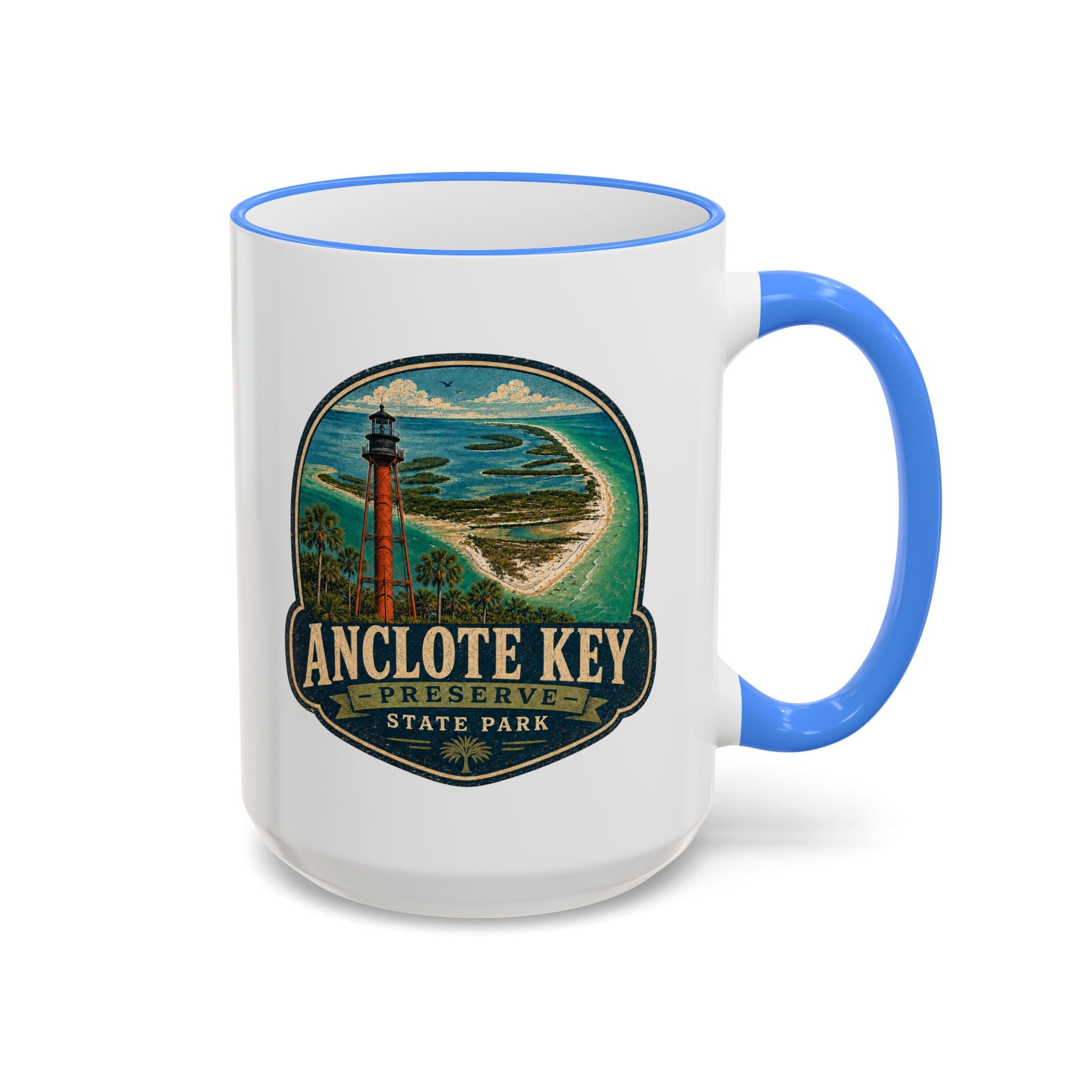 Anclote Key Vintage Mug — Accent Rim & Handle 11oz/15oz
