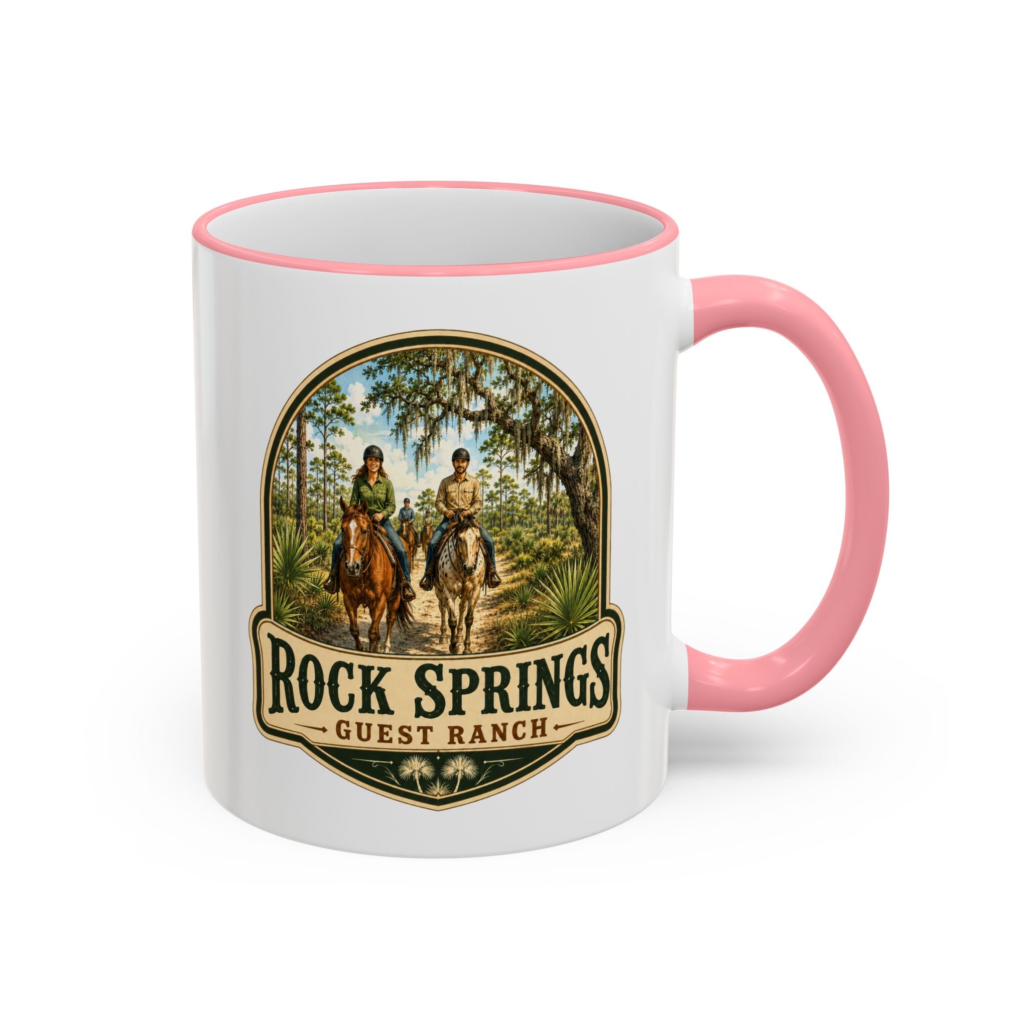 Rock Springs Guest Ranch Vintage Mug — Accent Rim & Handle 11oz/15oz