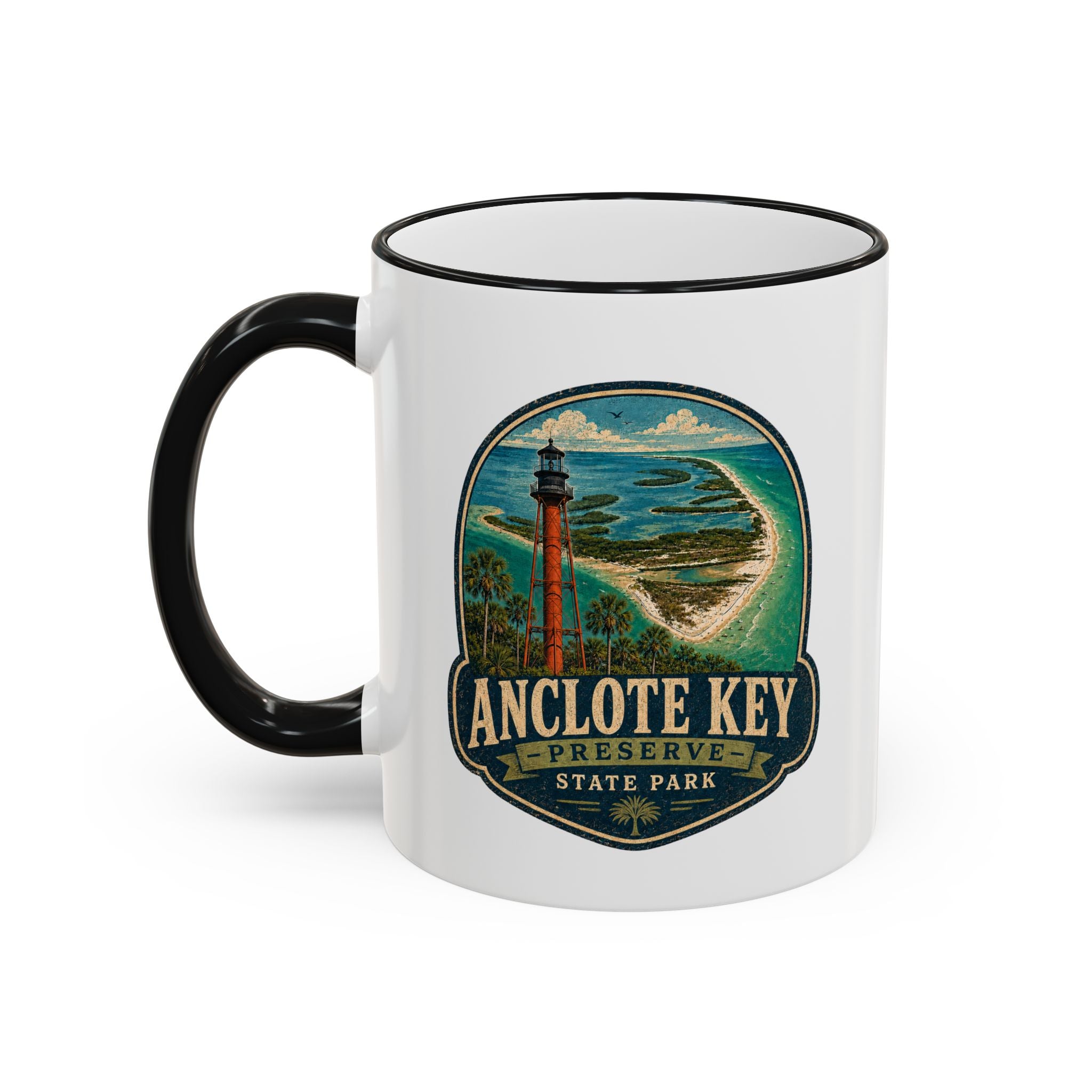 Anclote Key Vintage Mug — Accent Rim & Handle 11oz/15oz
