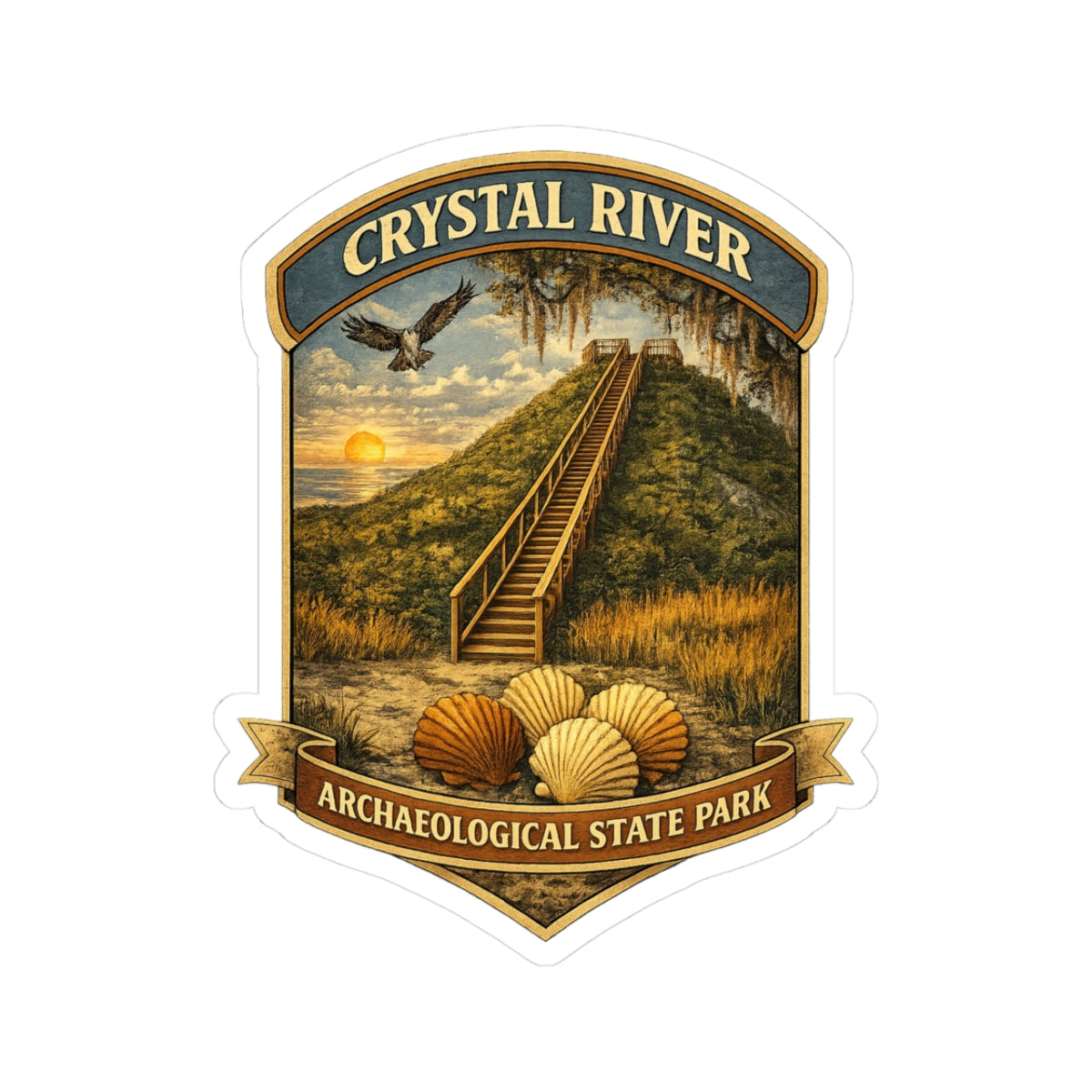 Crystal River Archaeological State Park Sticker – Vintage Nature Badge