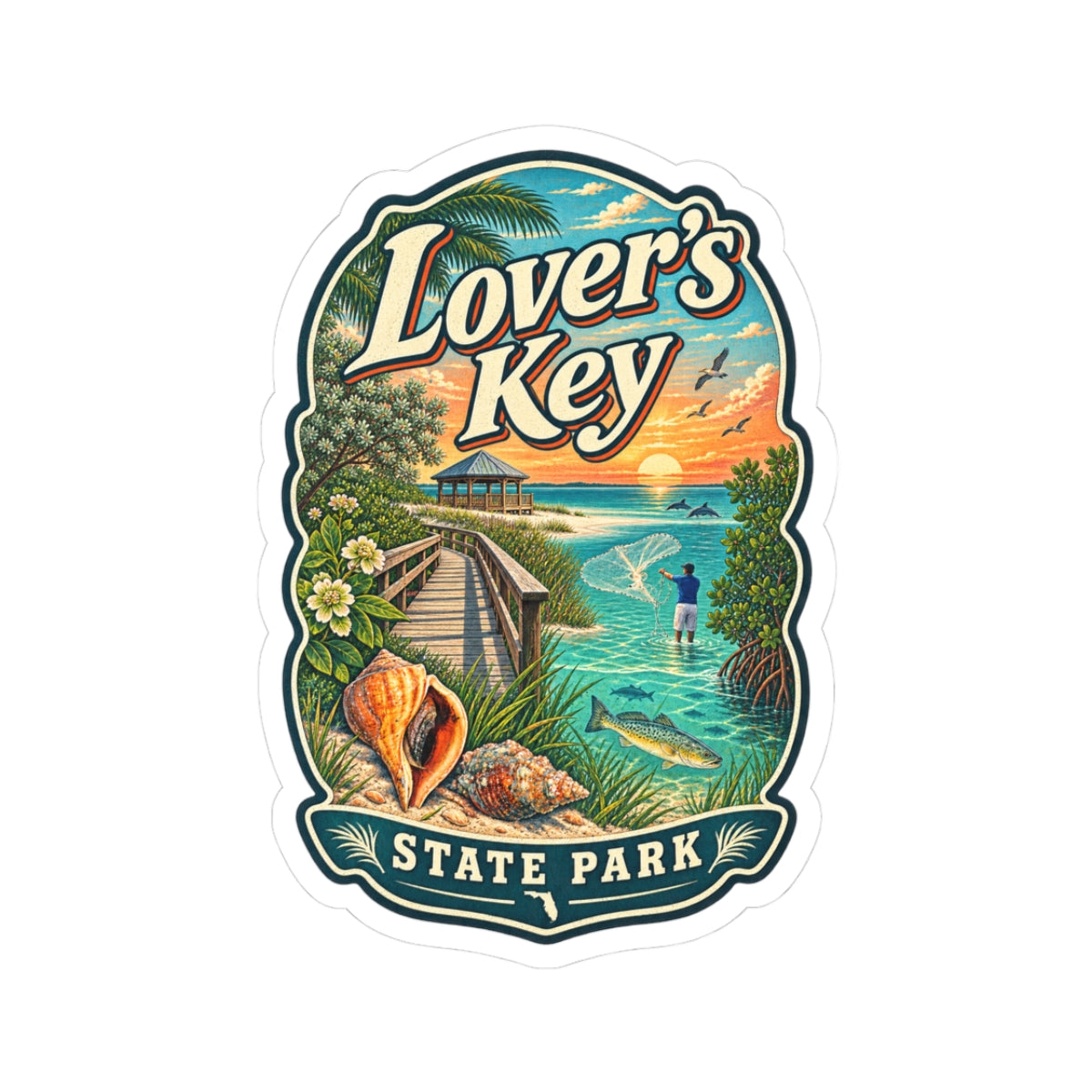 Lover's Key State Park Sticker — Vintage Coastal Travel Decal