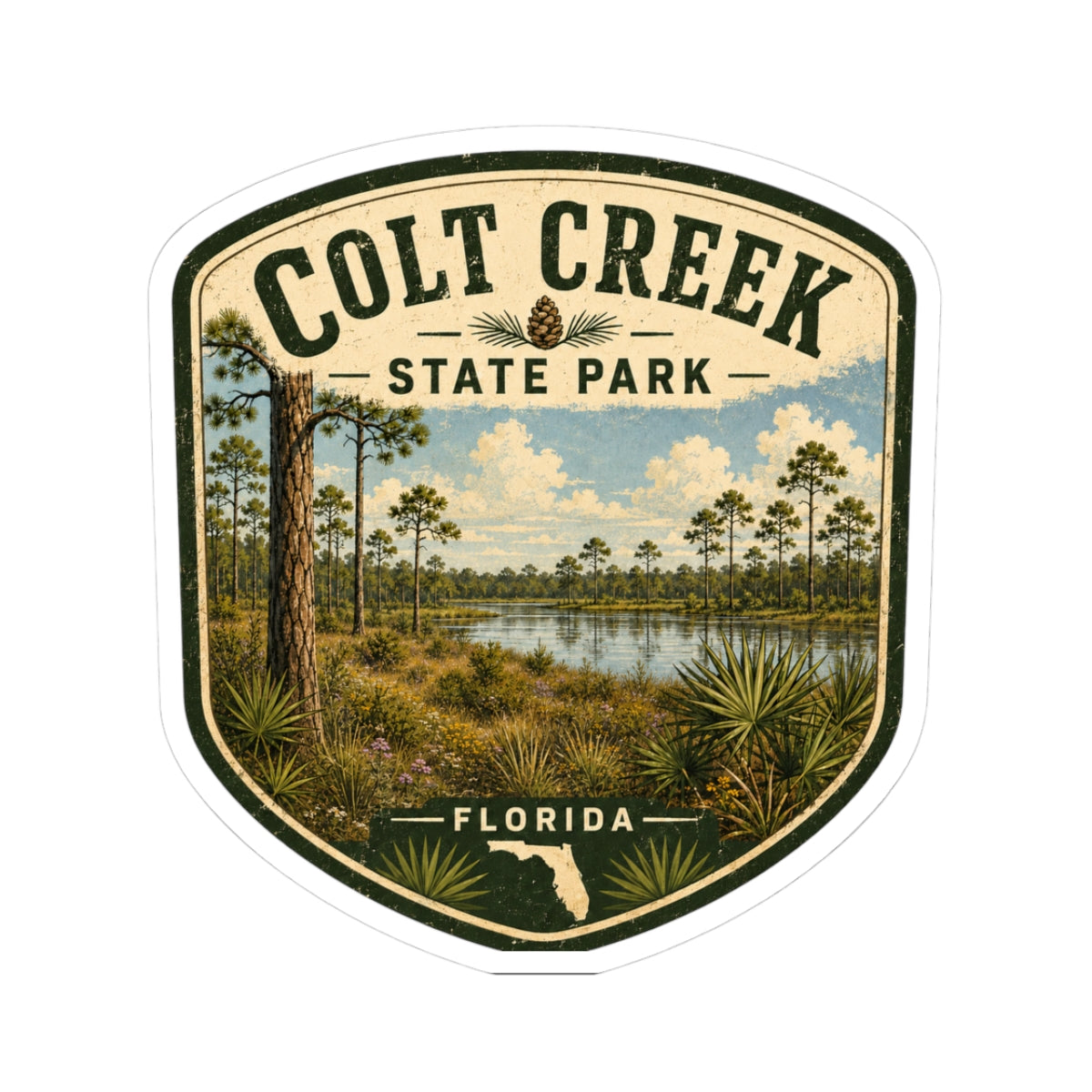 Colt Creek State Park Florida Vintage Badge Sticker — Scenic Nature Park Decal