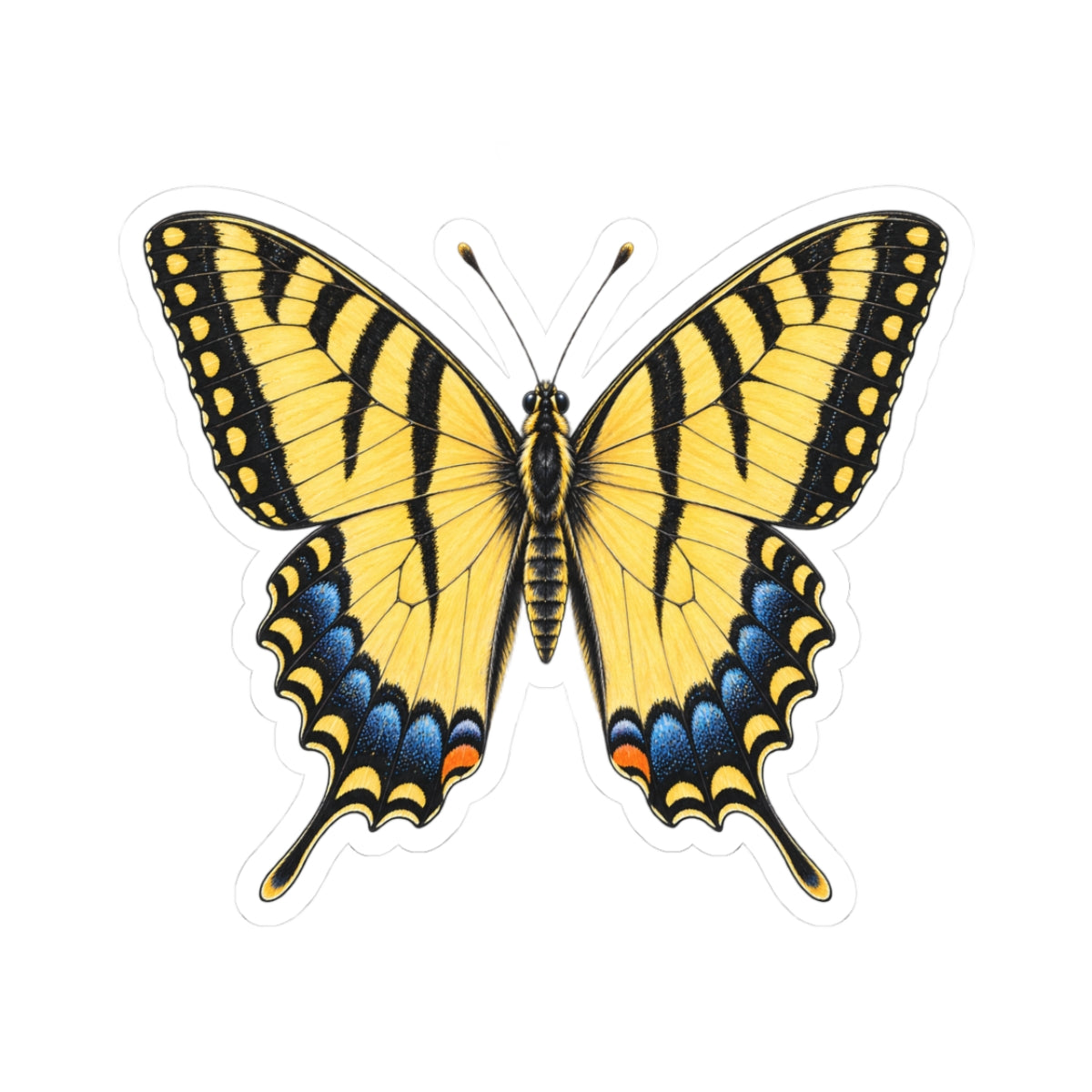 Eastern Tiger Swallowtail Butterfly Sticker — Yellow Kiss-Cut Vinyl Decal for Laptops & Journals
